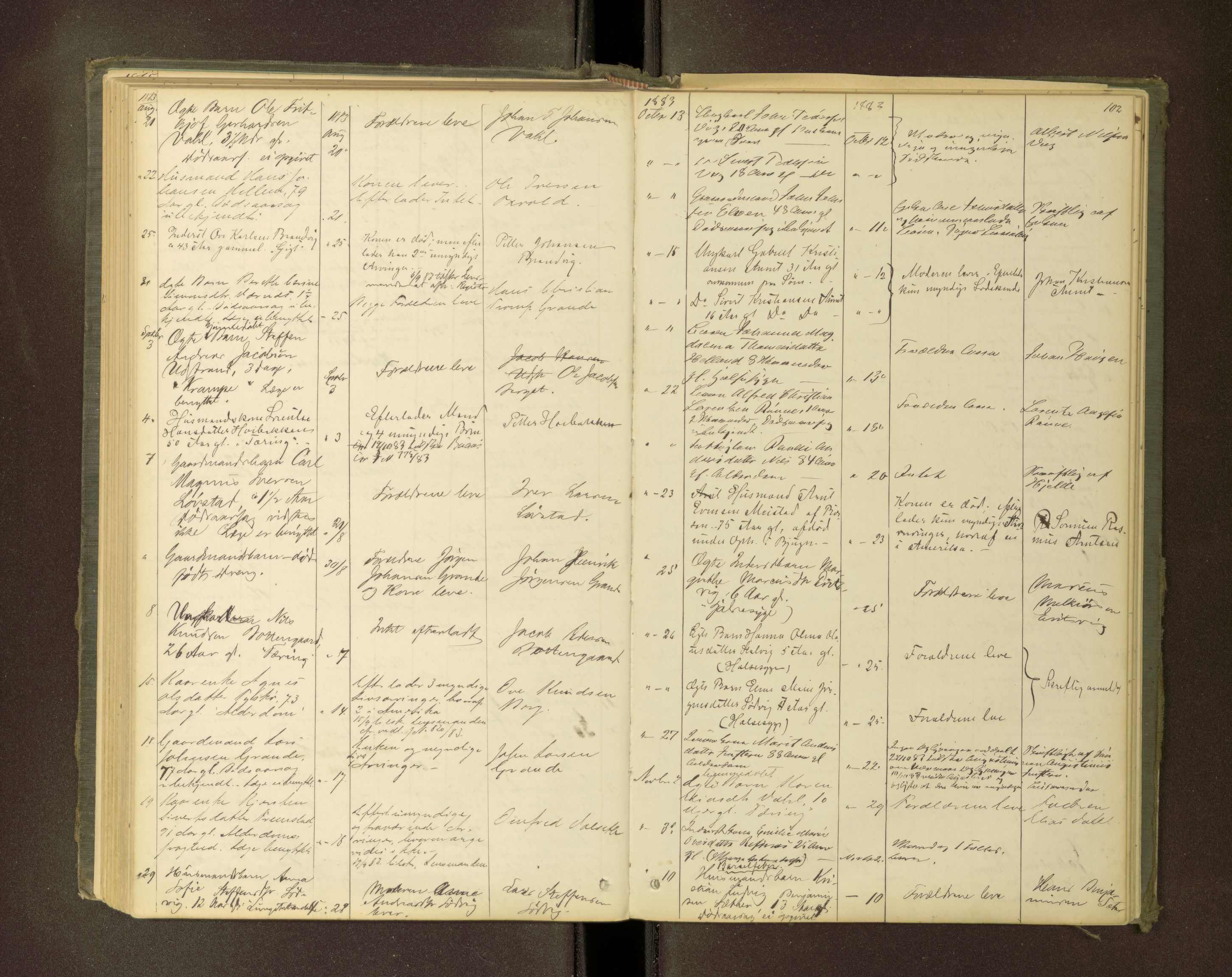 Fosen sorenskriveri, AV/SAT-A-1107/1/3/3L/L0001: Dødsanmeldelsesprotokoll for Ørland tinglag, 1863-1890, s. 101b-102a
