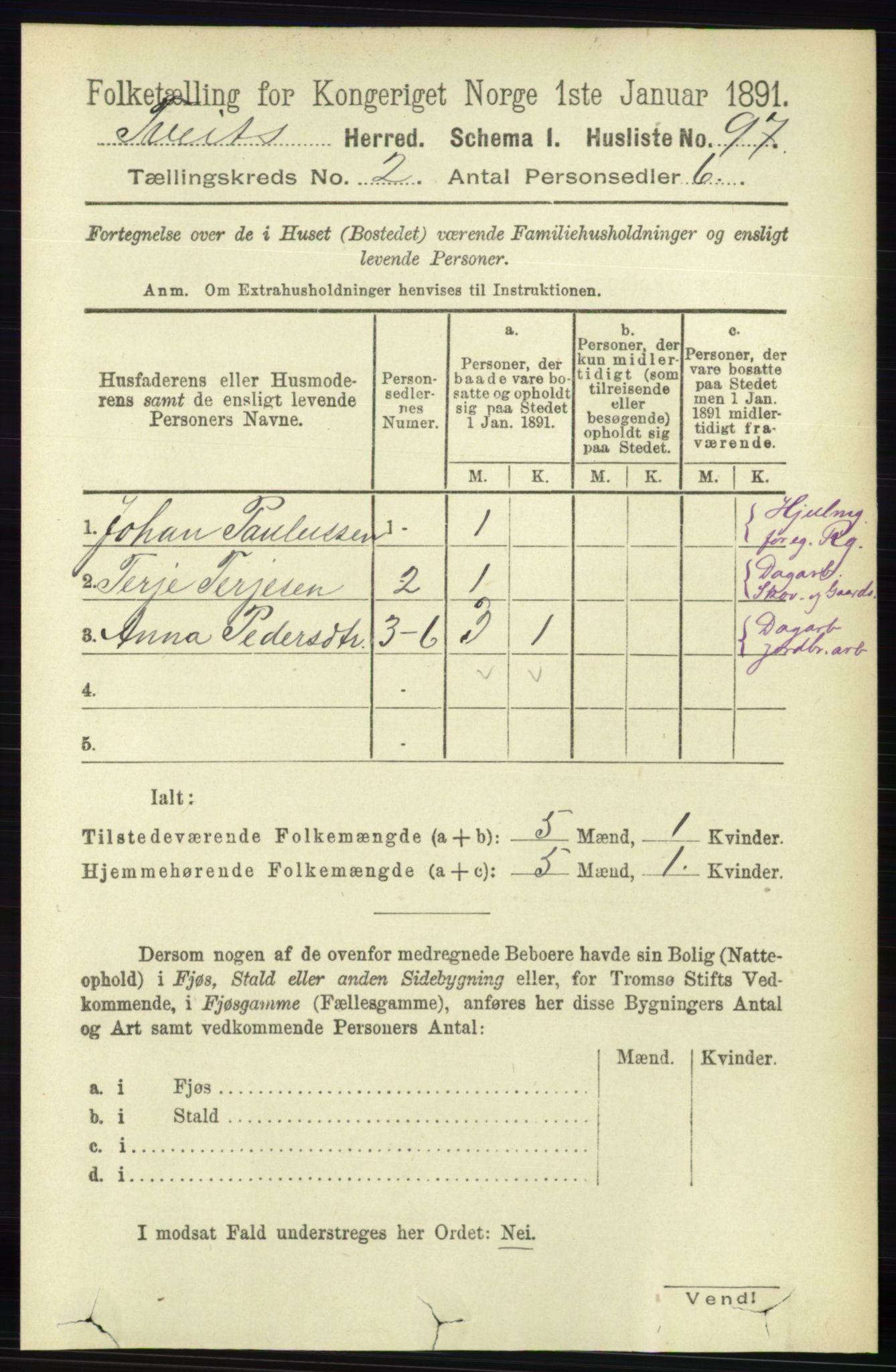 RA, Folketelling 1891 for 1013 Tveit herred, 1891, s. 515