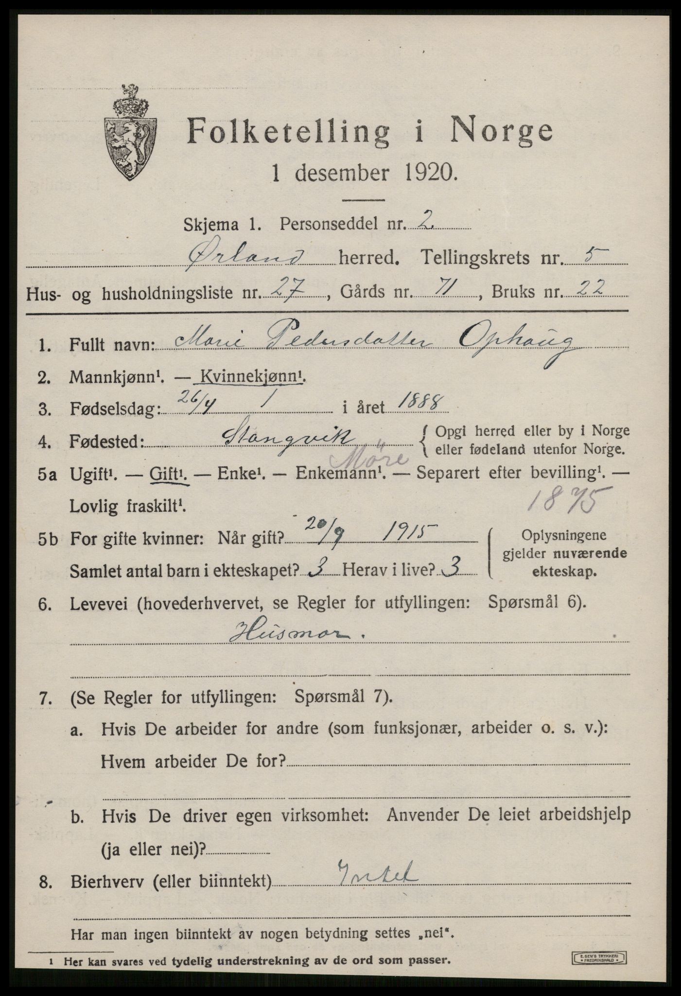 SAT, Folketelling 1920 for 1621 Ørland herred, 1920, s. 4771