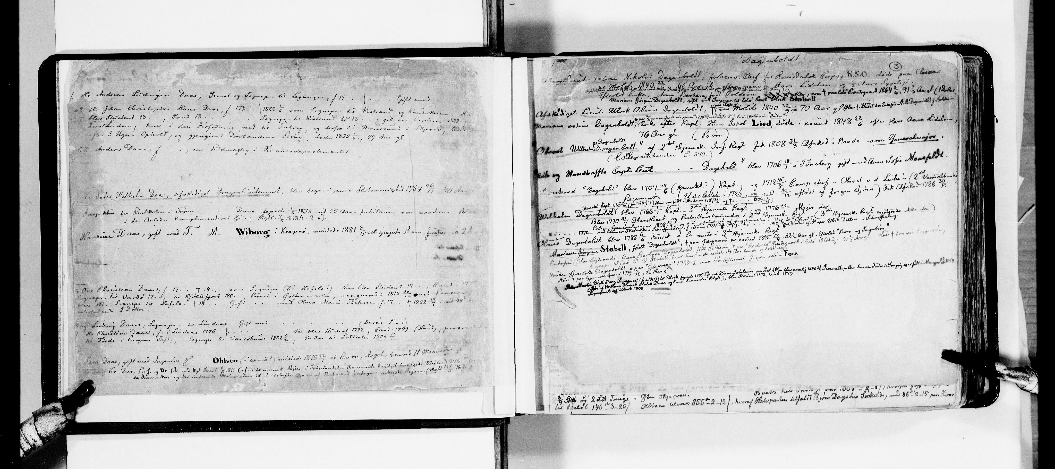 Lassens samlinger, AV/RA-PA-0051/F/Fa/L0011: Personalhistoriske og genealogiske opptegnelser: Daa - Døvle, 1500-1907