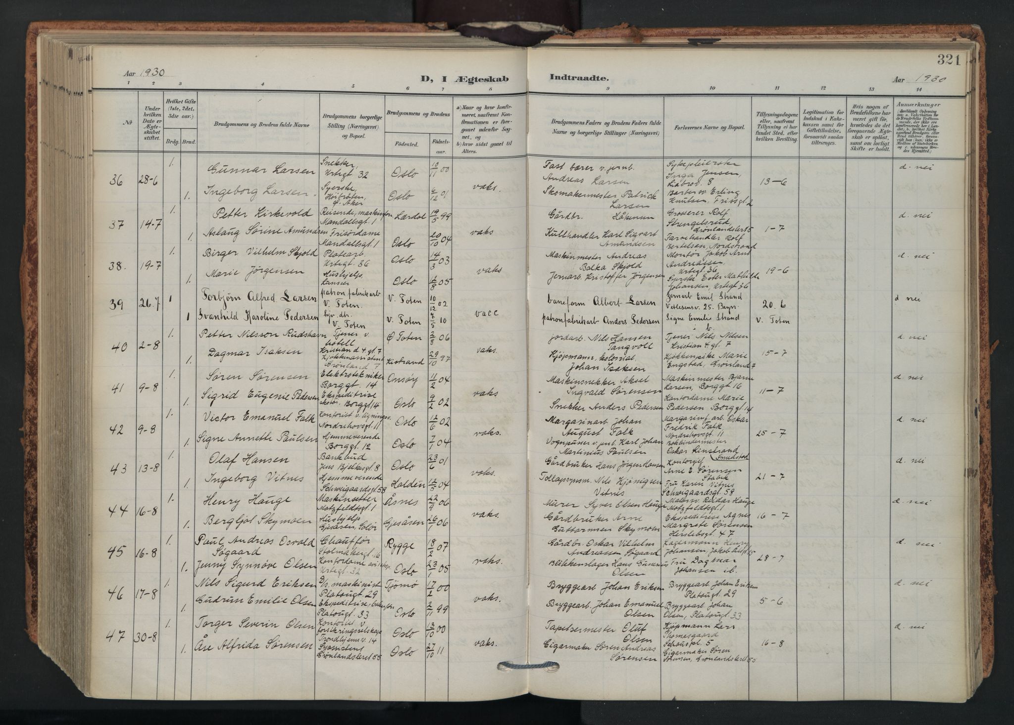 Grønland prestekontor Kirkebøker, AV/SAO-A-10848/F/Fa/L0017: Ministerialbok nr. 17, 1906-1934, s. 321