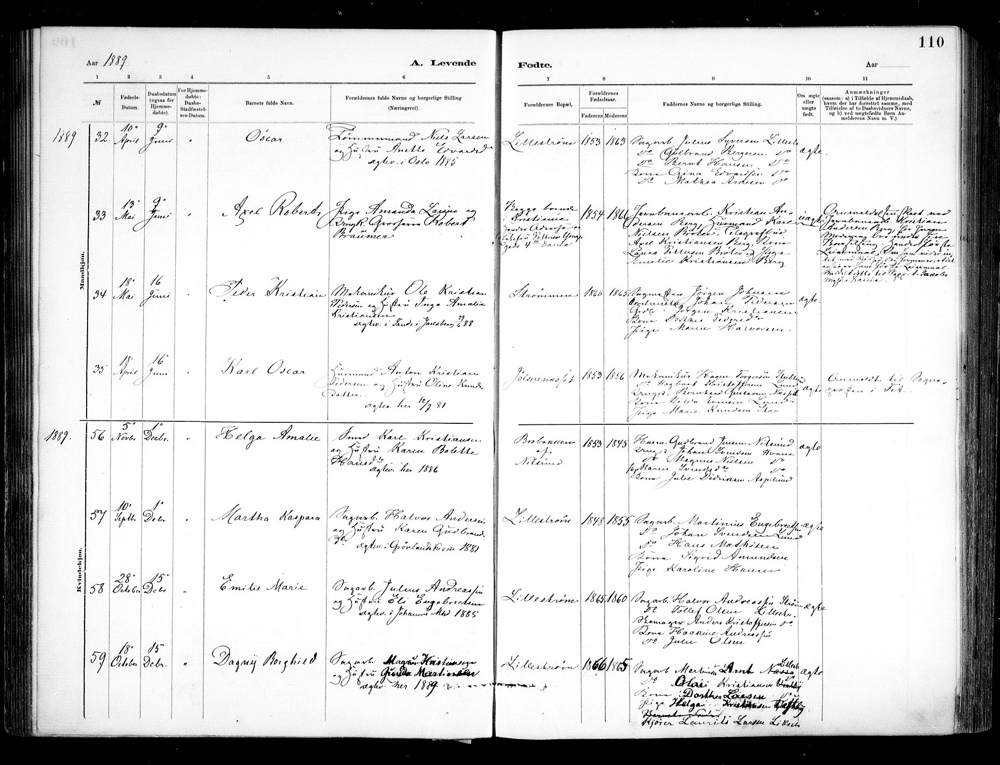 Skedsmo prestekontor Kirkebøker, AV/SAO-A-10033a/F/Fa/L0013: Ministerialbok nr. I 13, 1883-1891, s. 110