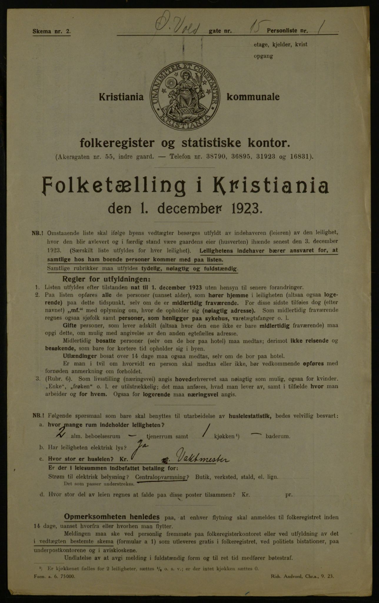 OBA, Kommunal folketelling 1.12.1923 for Kristiania, 1923, s. 143449