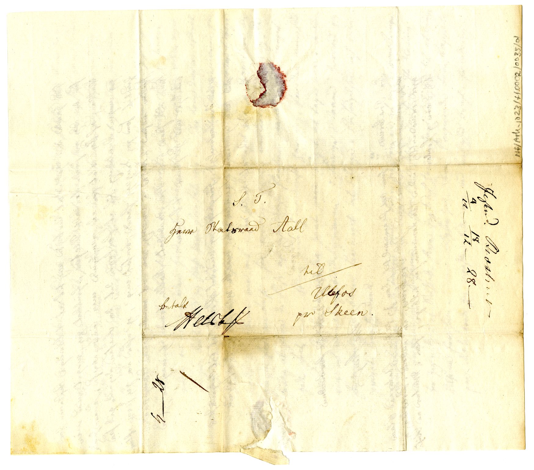 Diderik Maria Aalls brevsamling, NF/Ark-1023/F/L0002: D.M. Aalls brevsamling. B - C, 1799-1889, s. 185