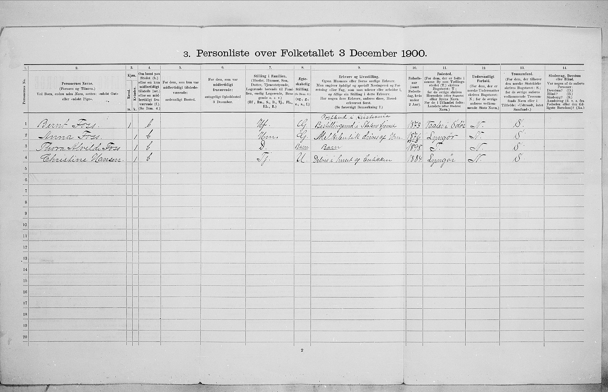 SAO, Folketelling 1900 for 0301 Kristiania kjøpstad, 1900, s. 55025