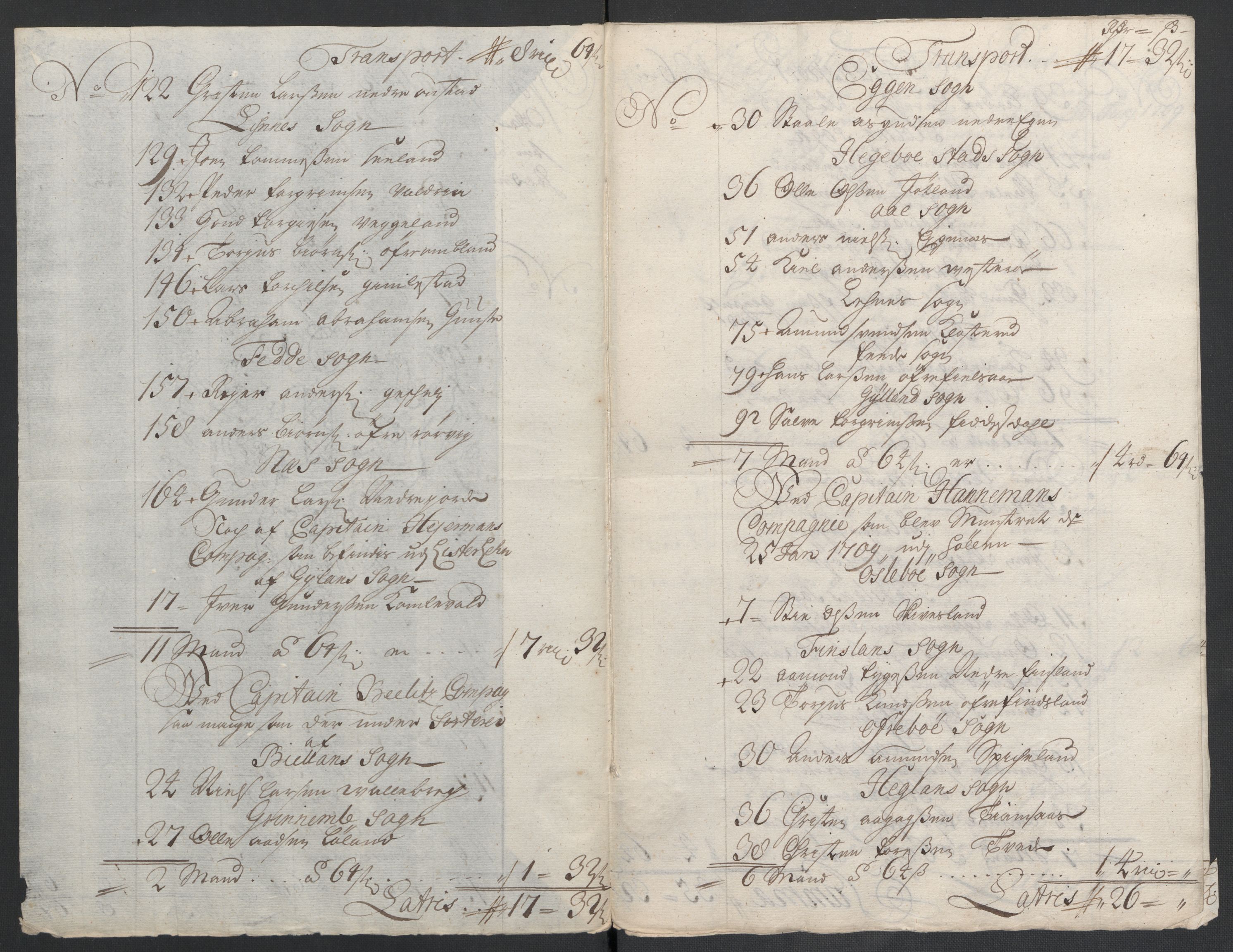 Rentekammeret inntil 1814, Reviderte regnskaper, Fogderegnskap, RA/EA-4092/R43/L2552: Fogderegnskap Lista og Mandal, 1705-1709, s. 251