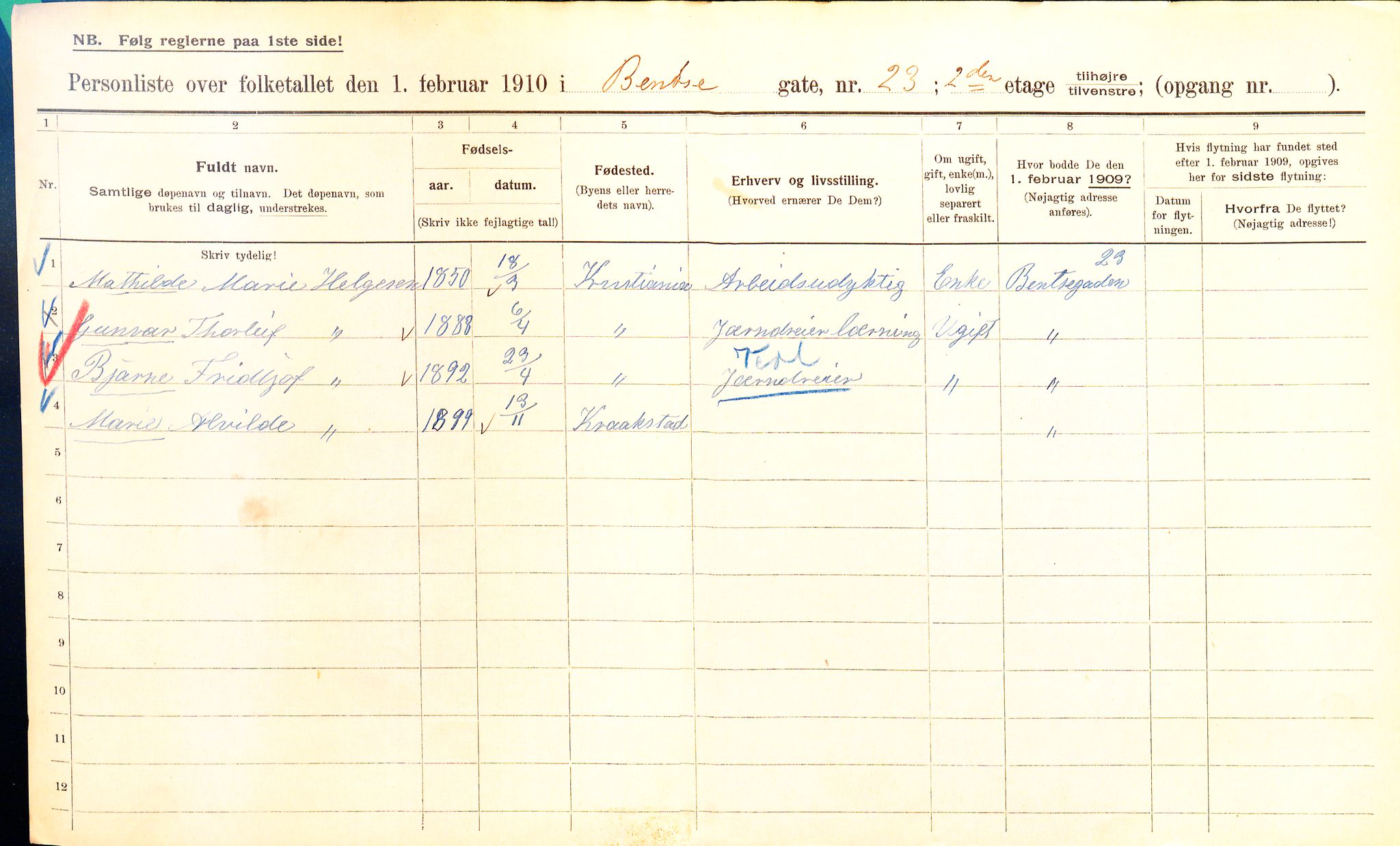 OBA, Kommunal folketelling 1.2.1910 for Kristiania, 1910, s. 3539