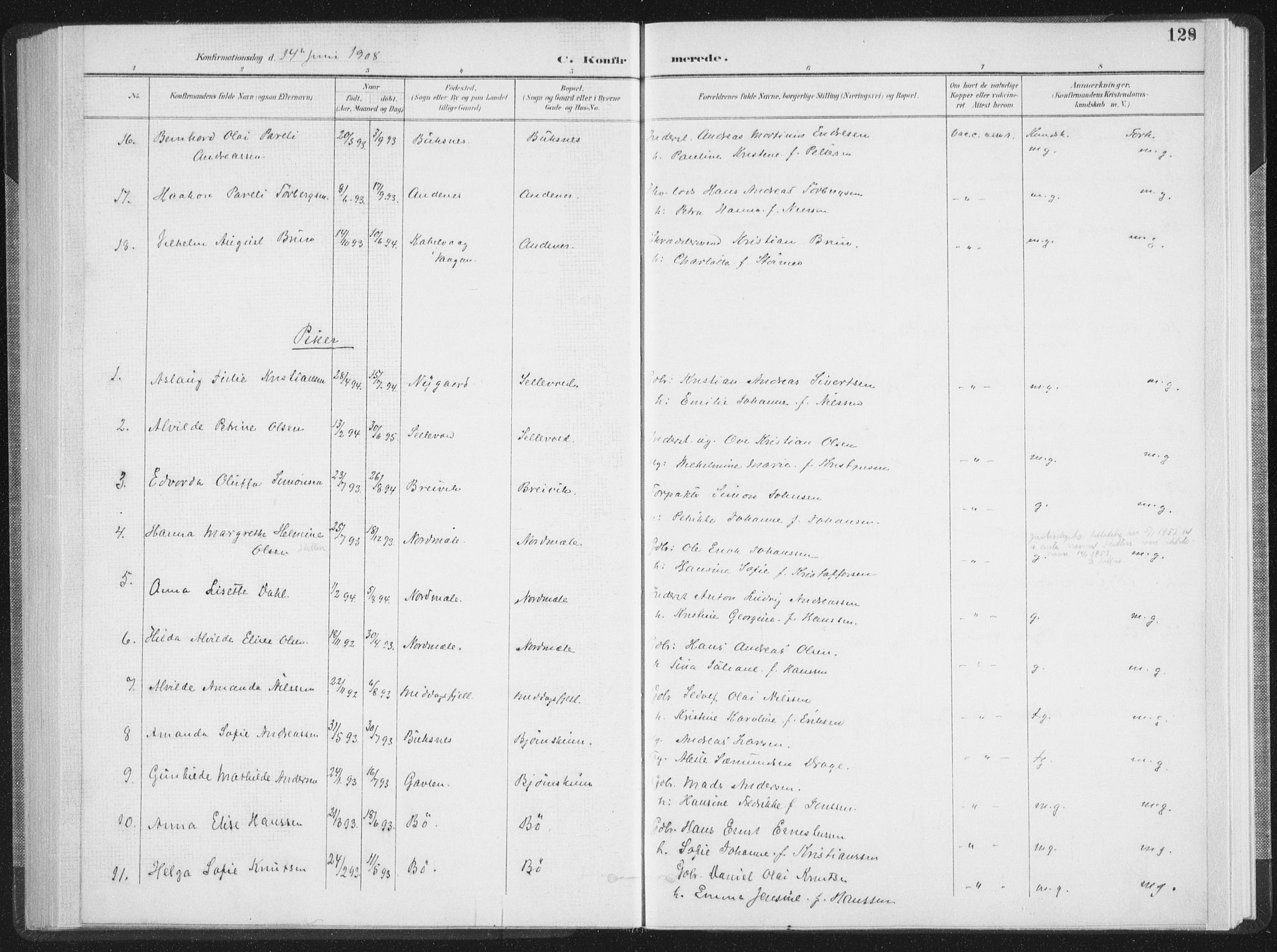 Ministerialprotokoller, klokkerbøker og fødselsregistre - Nordland, SAT/A-1459/897/L1400: Ministerialbok nr. 897A07, 1897-1908, s. 128