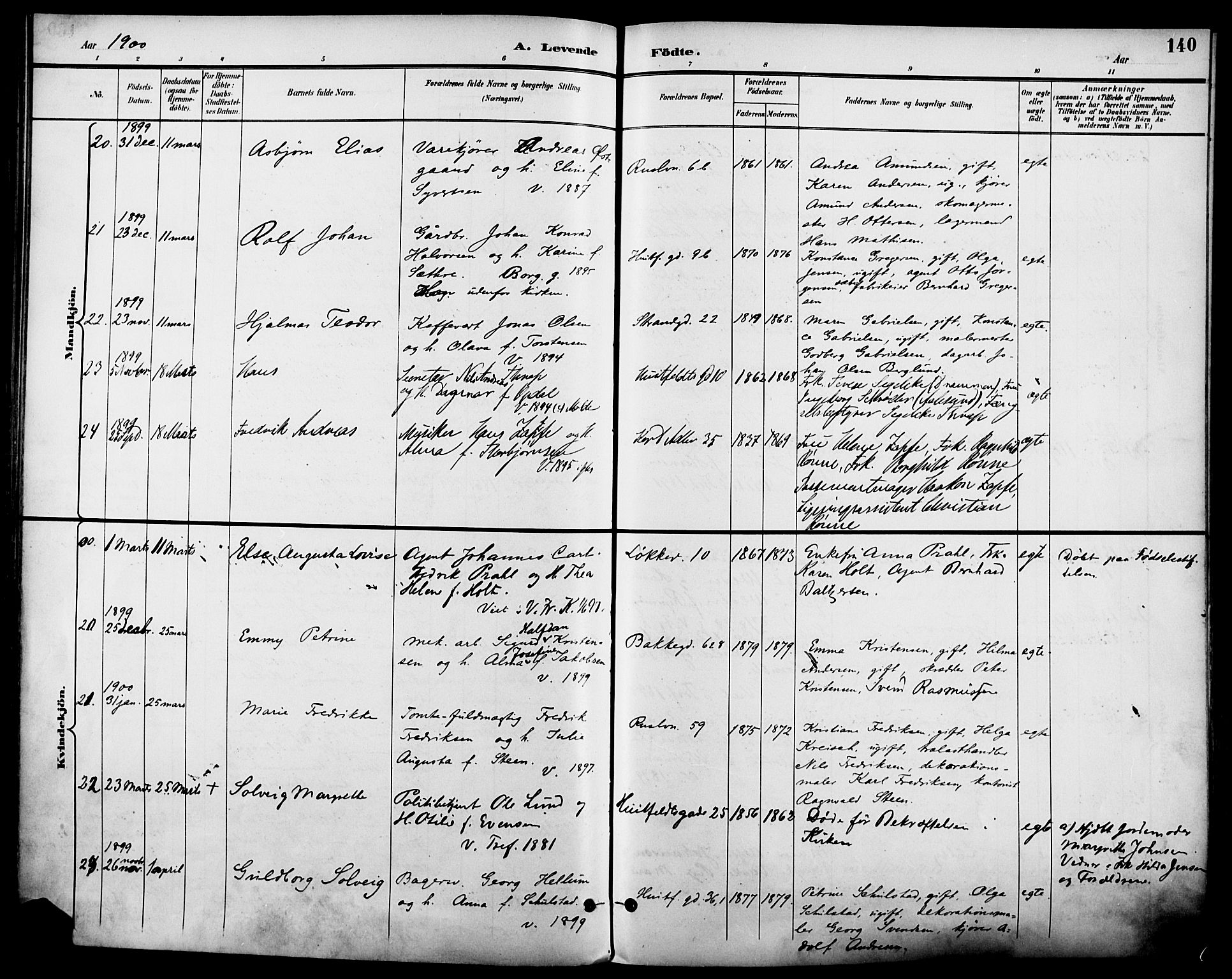 Johannes prestekontor Kirkebøker, AV/SAO-A-10852/F/Fa/L0007: Ministerialbok nr. 7, 1896-1905, s. 140