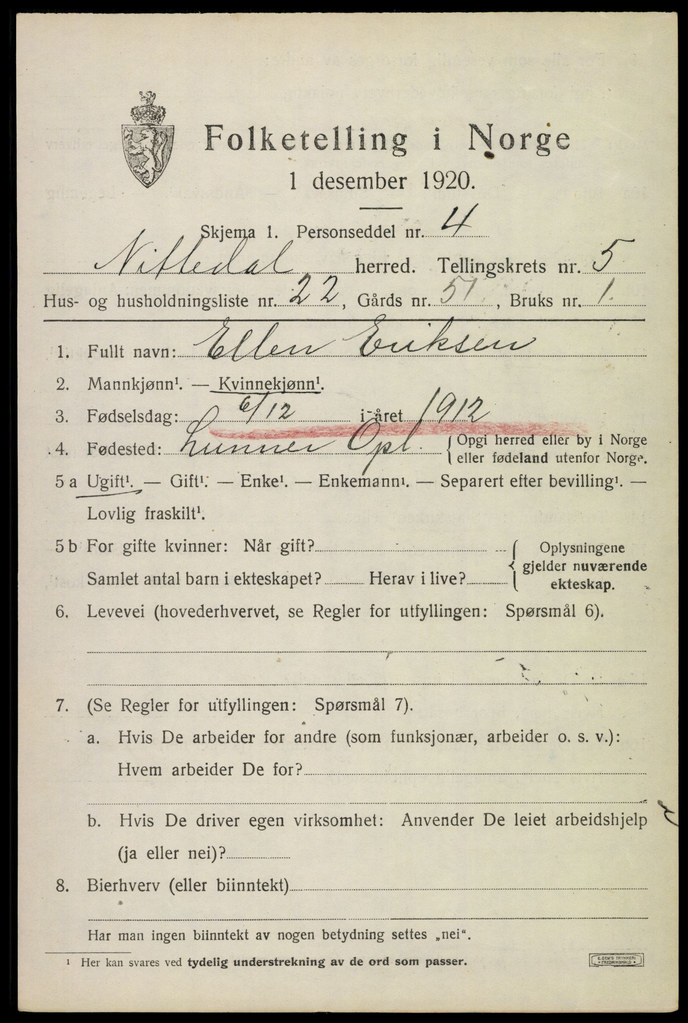 SAO, Folketelling 1920 for 0233 Nittedal herred, 1920, s. 6722