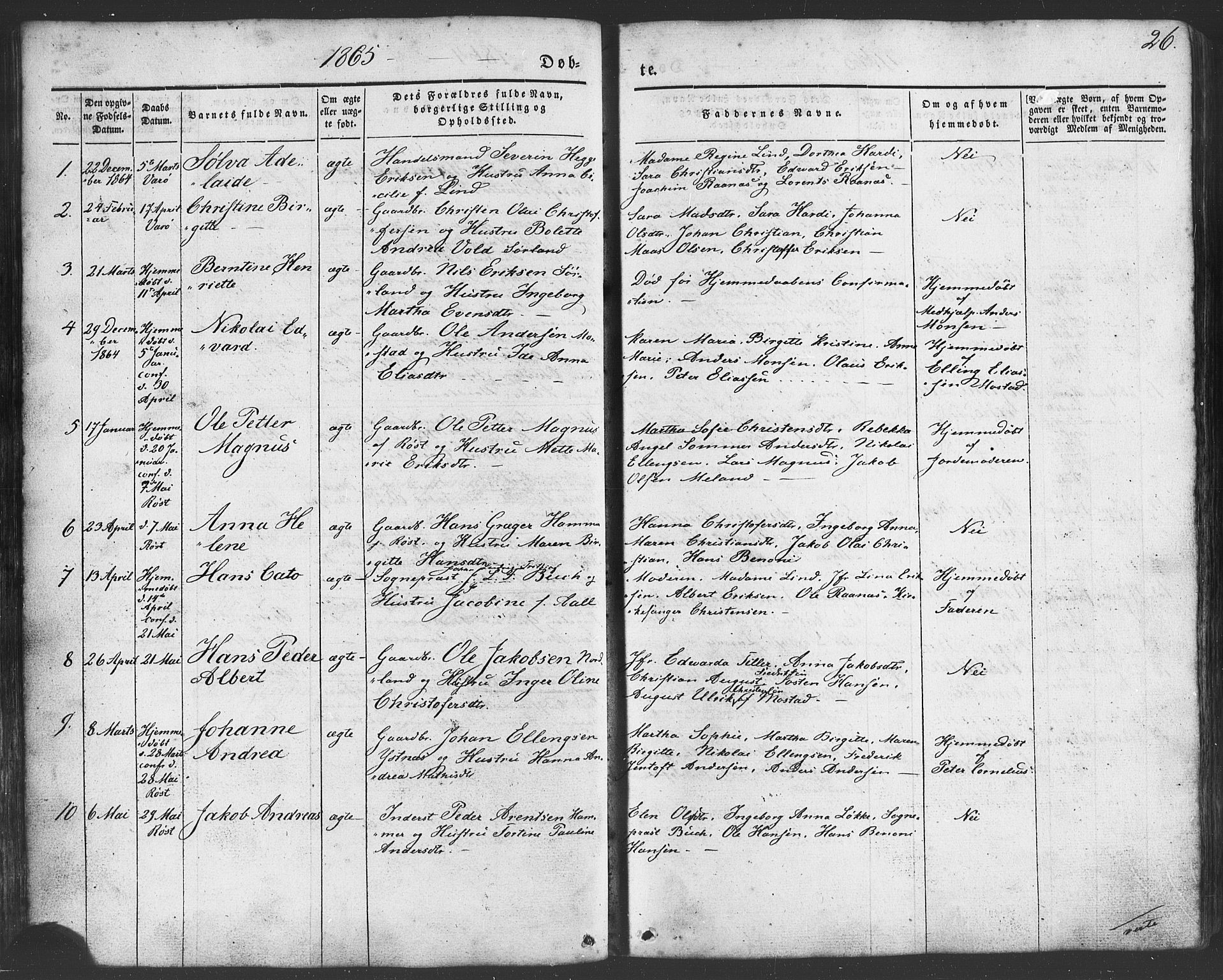 Ministerialprotokoller, klokkerbøker og fødselsregistre - Nordland, SAT/A-1459/807/L0121: Ministerialbok nr. 807A04, 1846-1879, s. 26
