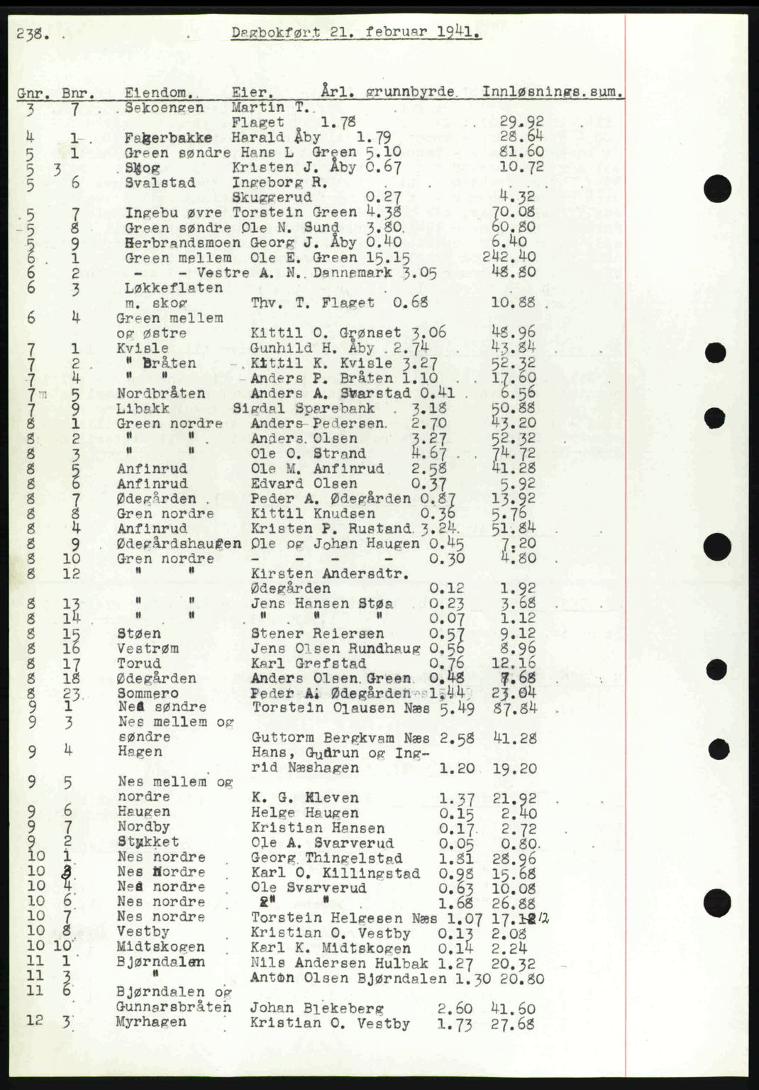 Eiker, Modum og Sigdal sorenskriveri, SAKO/A-123/G/Ga/Gab/L0043: Pantebok nr. A13, 1940-1941, Dagboknr: 357/1941