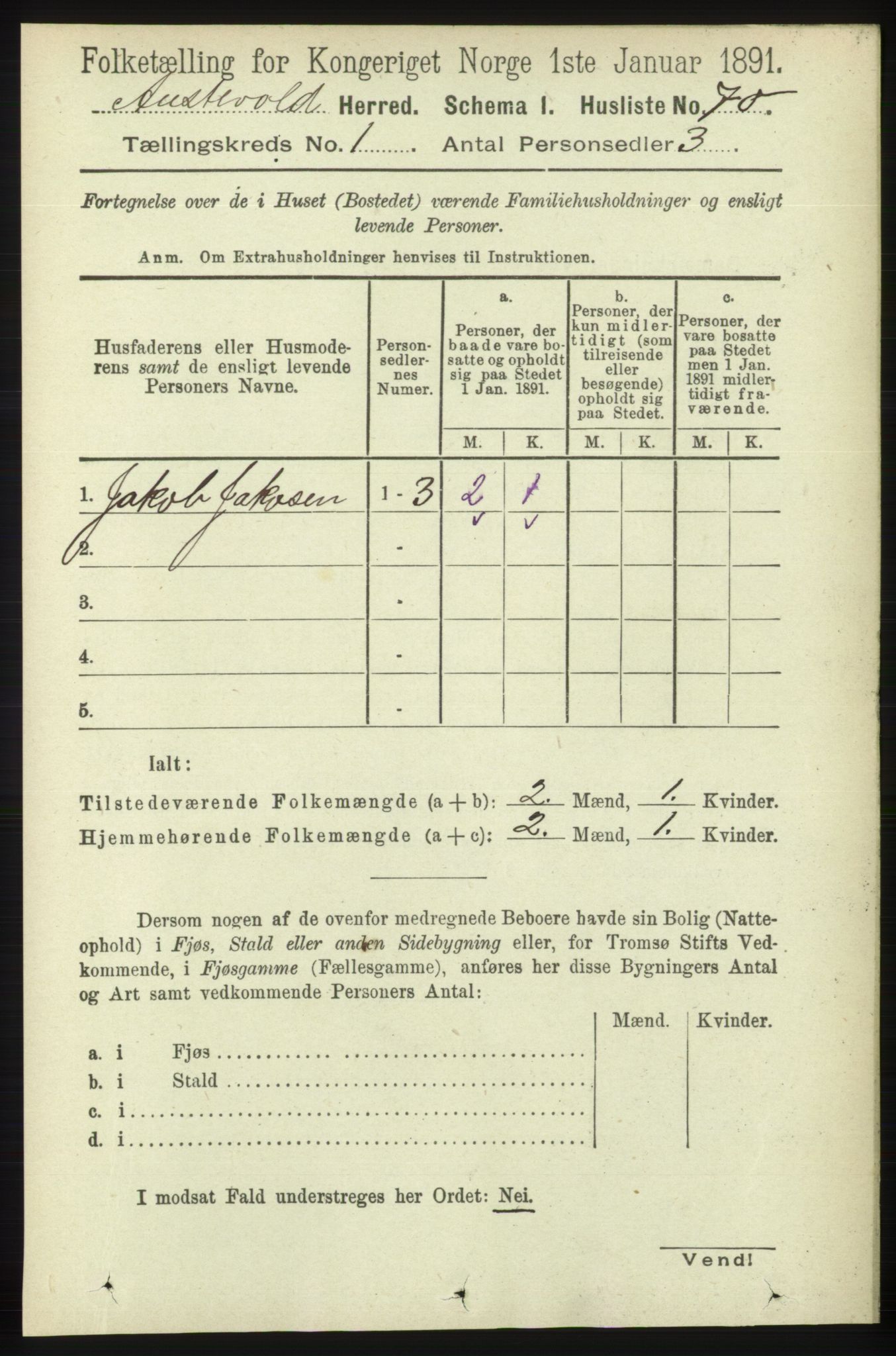 RA, Folketelling 1891 for 1244 Austevoll herred, 1891, s. 87