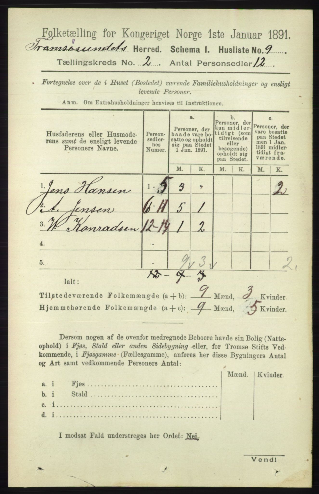 RA, Folketelling 1891 for 1934 Tromsøysund herred, 1891, s. 521