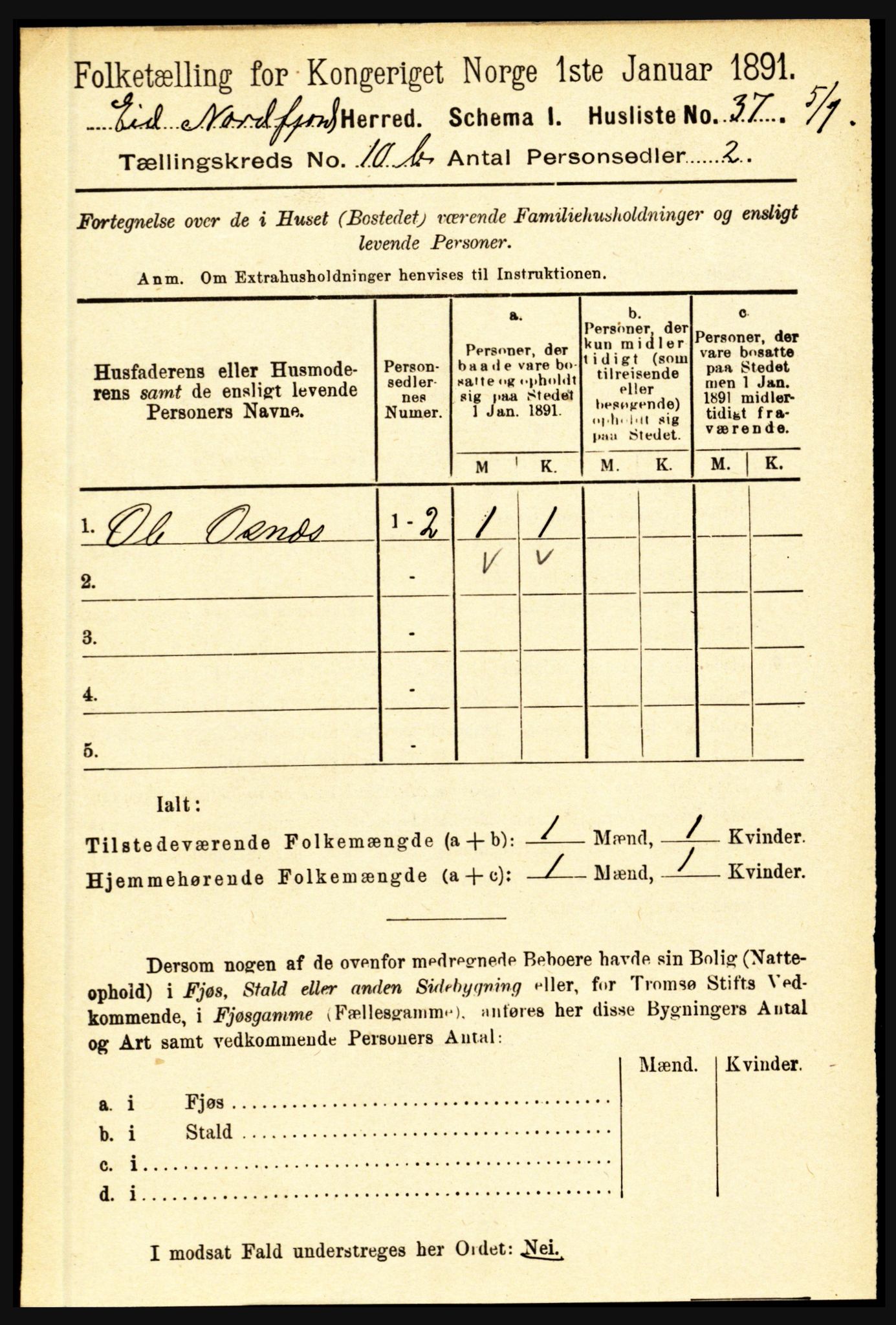 RA, Folketelling 1891 for 1443 Eid herred, 1891, s. 3333