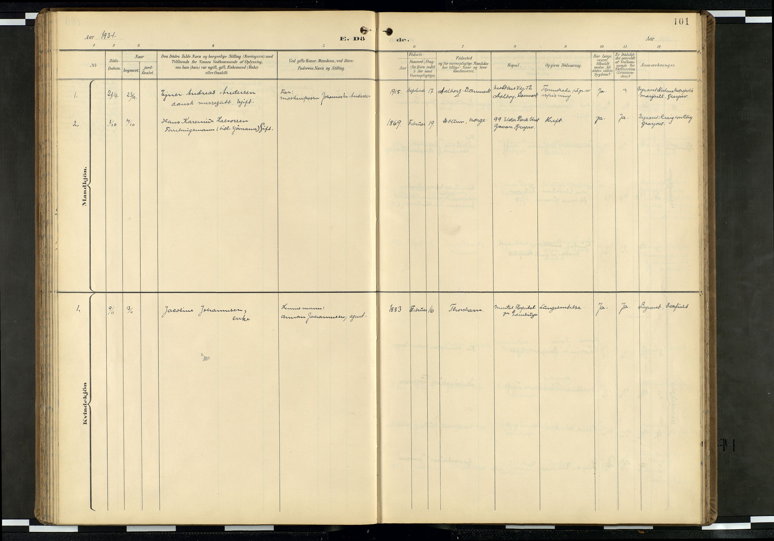 Den norske sjømannsmisjon i utlandet/Skotske havner (Leith, Glasgow), AV/SAB-SAB/PA-0100/H/Ha/Haa/L0004: Ministerialbok nr. A 4, 1899-1949, s. 100b-101a