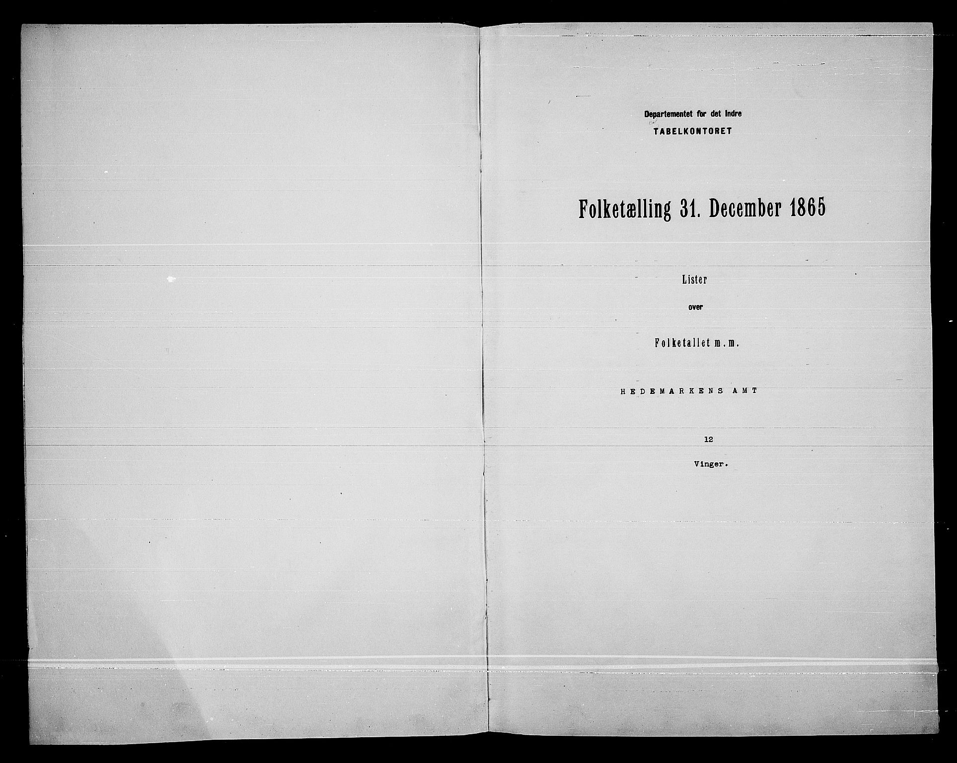 RA, Folketelling 1865 for 0421L Vinger prestegjeld, Vinger sokn og Austmarka sokn, 1865, s. 3