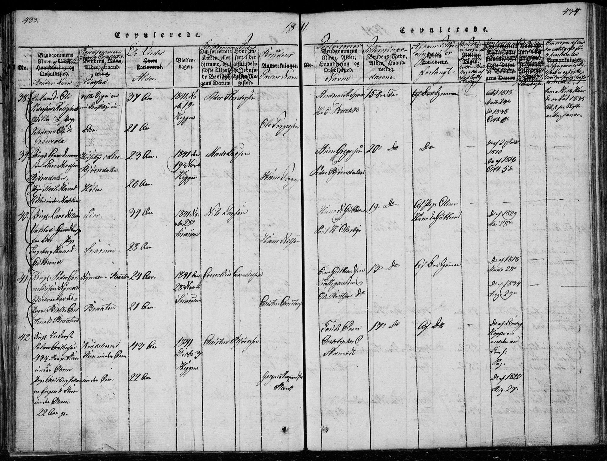 Modum kirkebøker, AV/SAKO-A-234/G/Ga/L0003: Klokkerbok nr. I 3, 1832-1842, s. 433-434