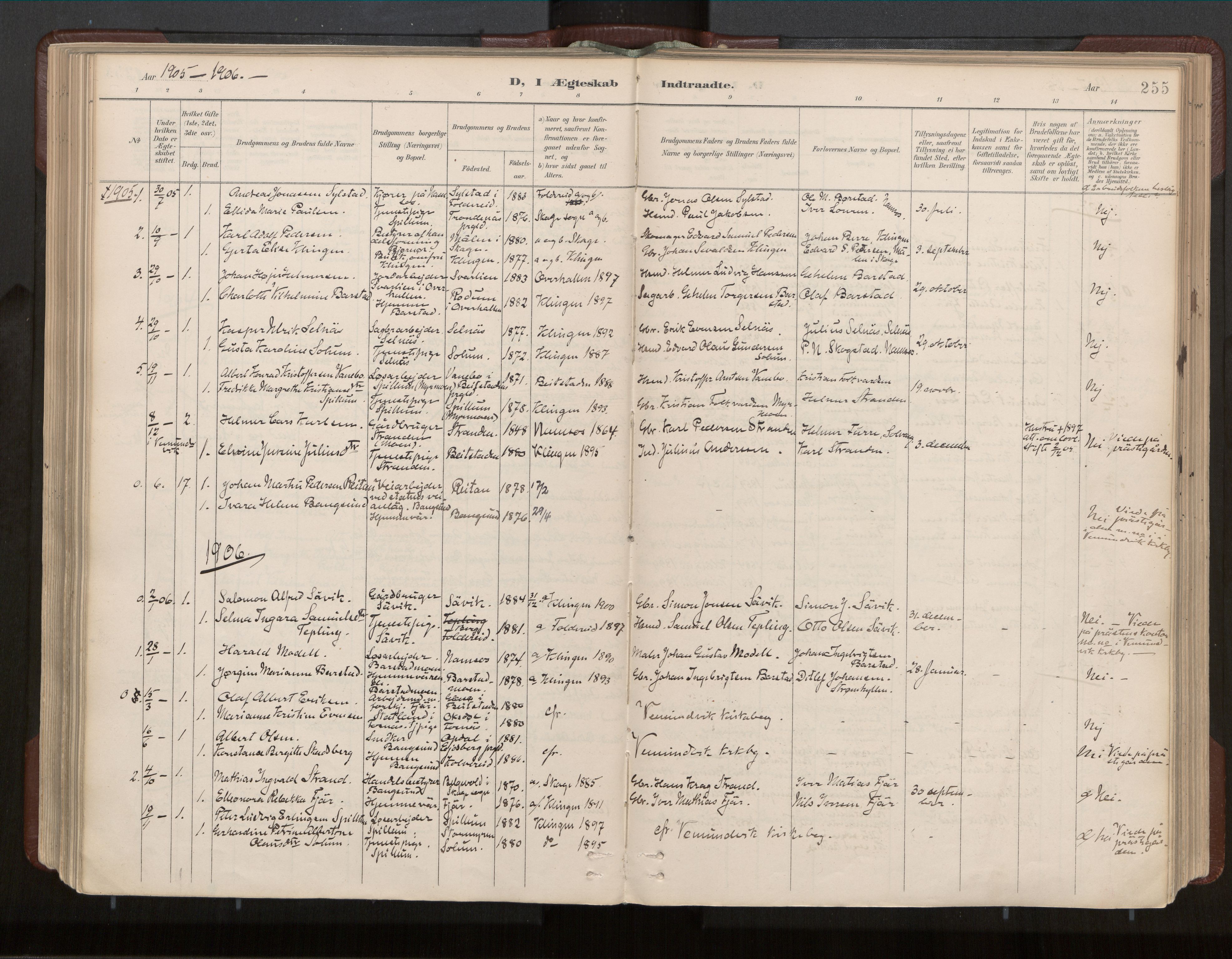 Ministerialprotokoller, klokkerbøker og fødselsregistre - Nord-Trøndelag, AV/SAT-A-1458/770/L0589: Ministerialbok nr. 770A03, 1887-1929, s. 255