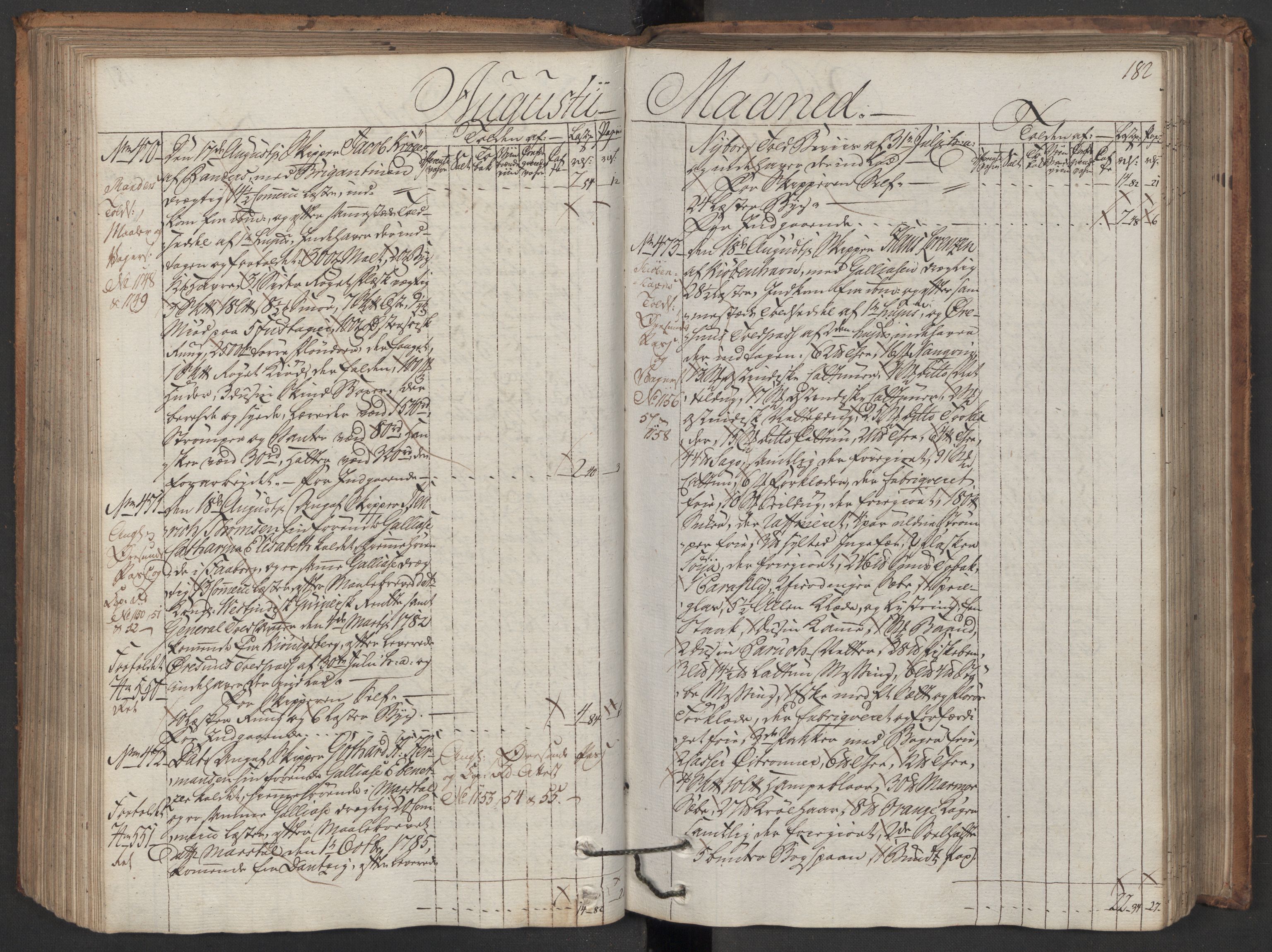 Generaltollkammeret, tollregnskaper, AV/RA-EA-5490/R08/L0142/0001: Tollregnskaper Drammen / Inngående hovedtollbok, 1786, s. 181b-182a
