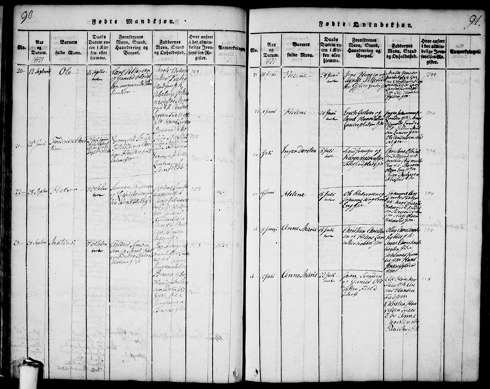 Våler prestekontor Kirkebøker, AV/SAO-A-11083/F/Fa/L0005: Ministerialbok nr. I 5, 1815-1839, s. 90-91