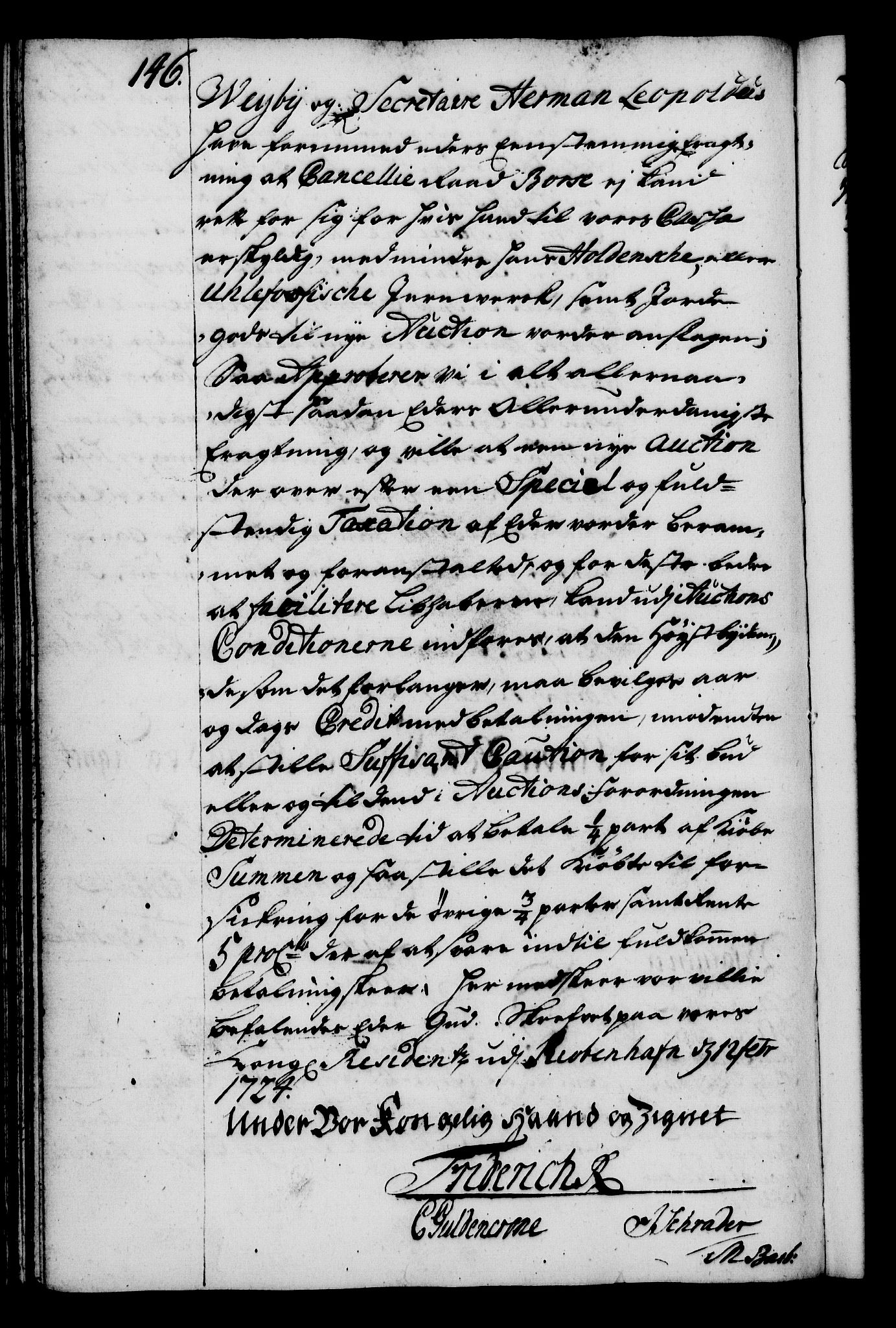 Rentekammeret, Kammerkanselliet, RA/EA-3111/G/Gg/Gga/L0002: Norsk ekspedisjonsprotokoll med register (merket RK 53.2), 1723-1727, s. 146