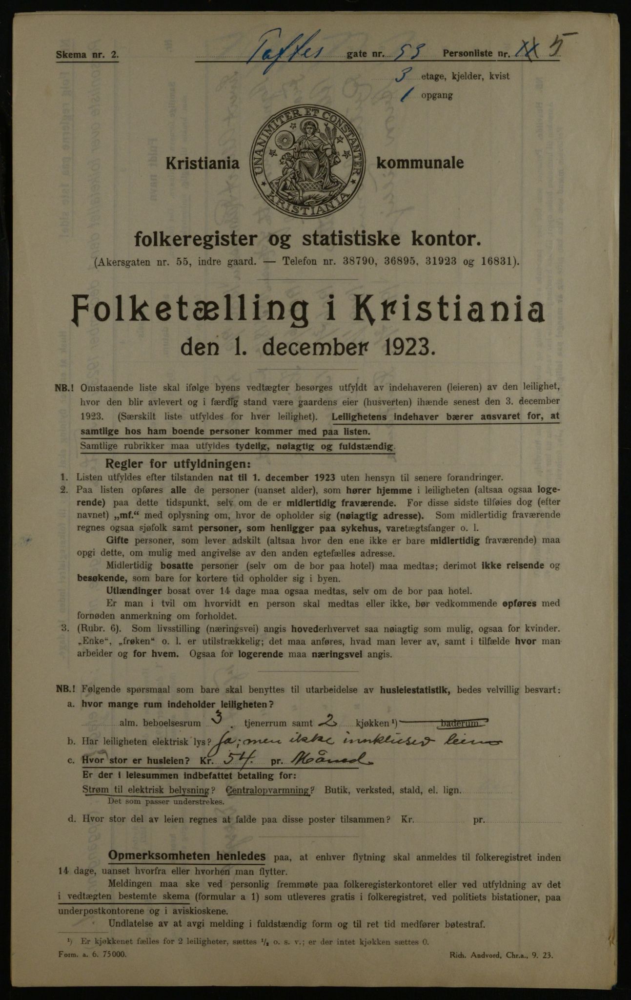 OBA, Kommunal folketelling 1.12.1923 for Kristiania, 1923, s. 124527