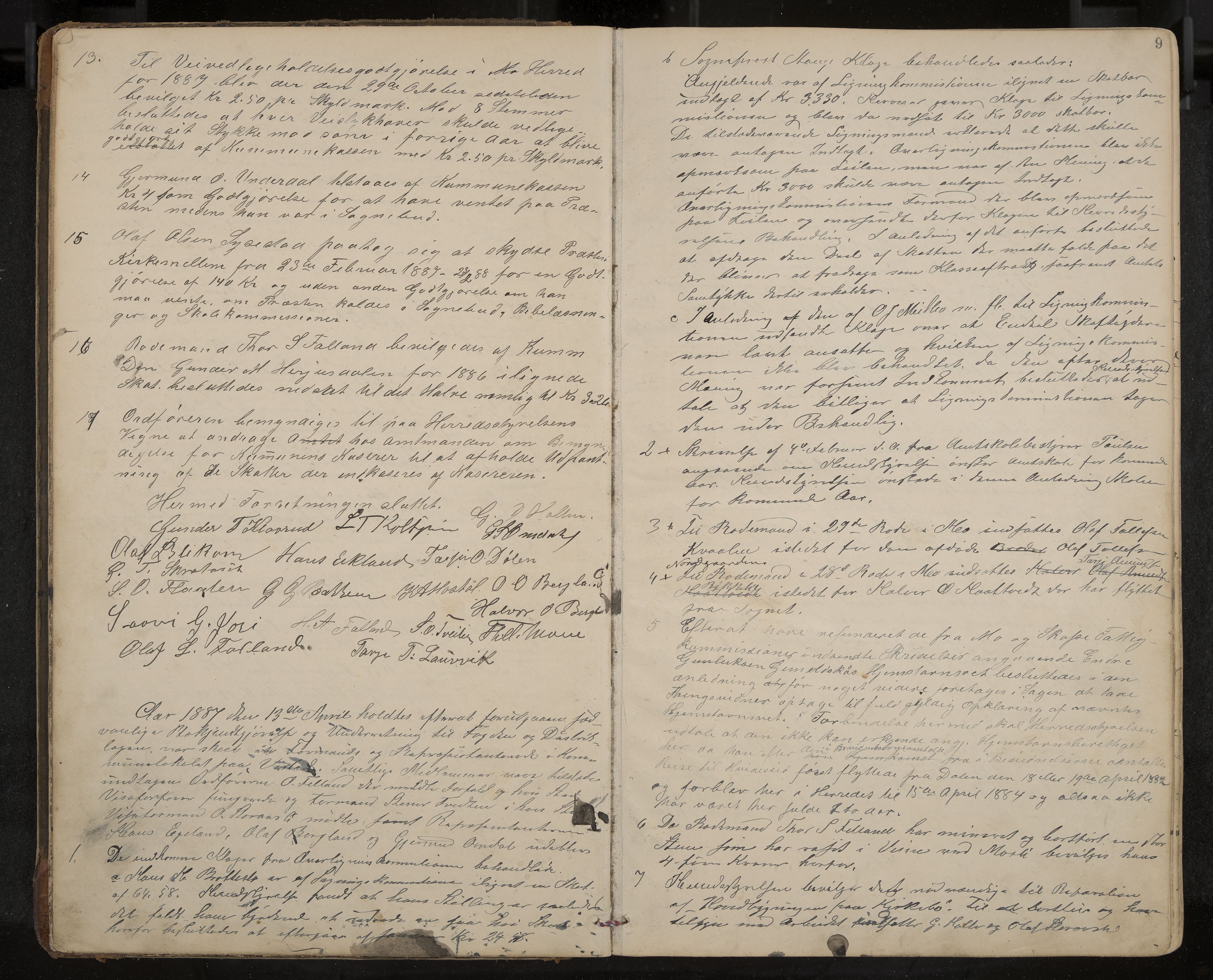 Mo formannskap og sentraladministrasjon, IKAK/0832021/A/L0003: Møtebok, 1886-1903, s. 9