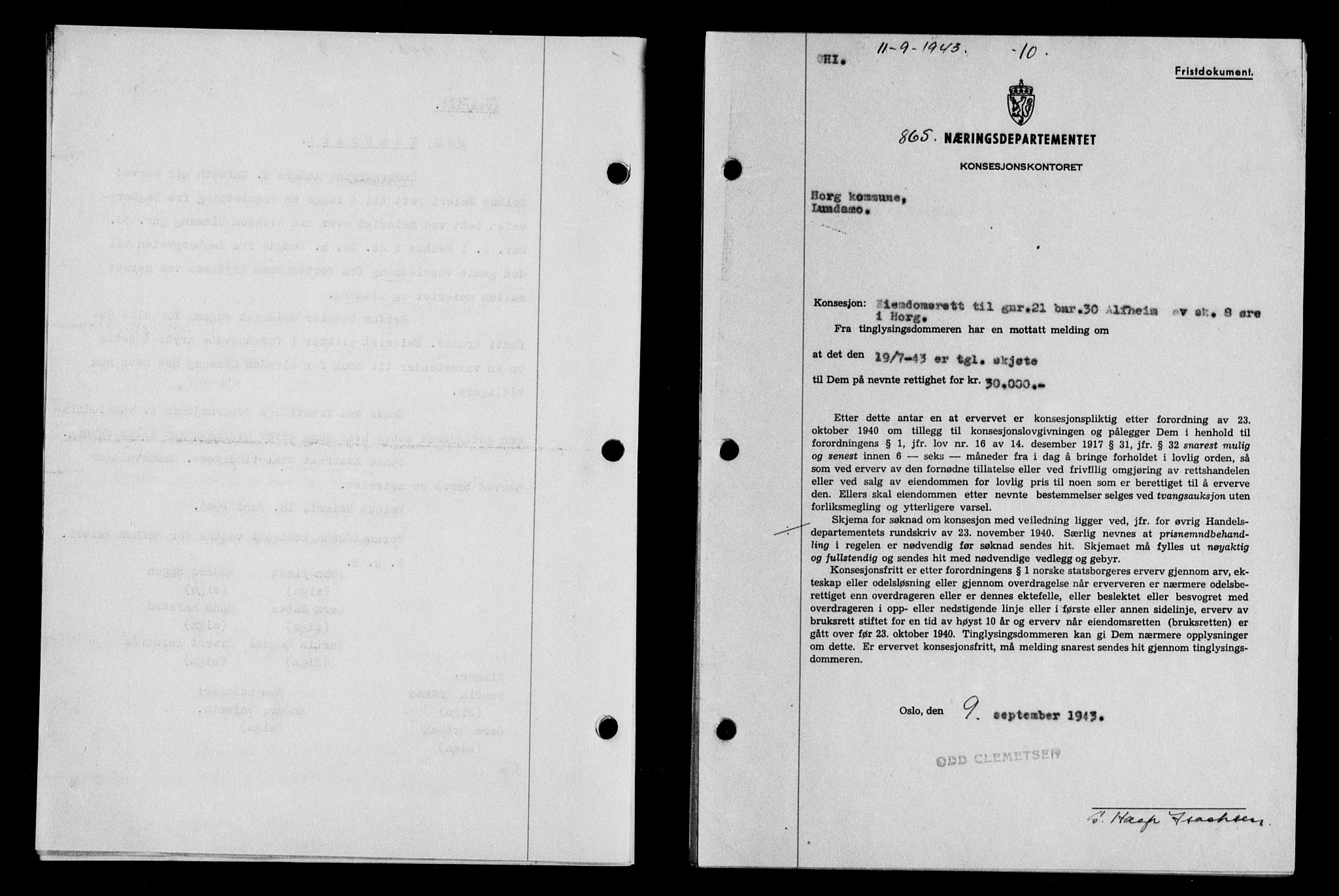 Gauldal sorenskriveri, SAT/A-0014/1/2/2C/L0057: Pantebok nr. 62, 1943-1944, Dagboknr: 865/1943