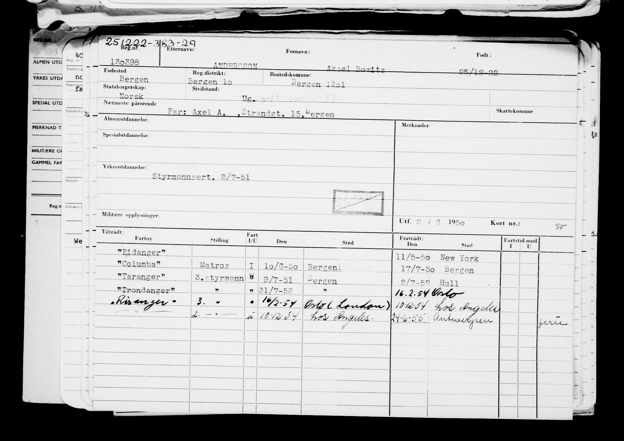 Direktoratet for sjømenn, AV/RA-S-3545/G/Gb/L0213: Hovedkort, 1922, s. 606