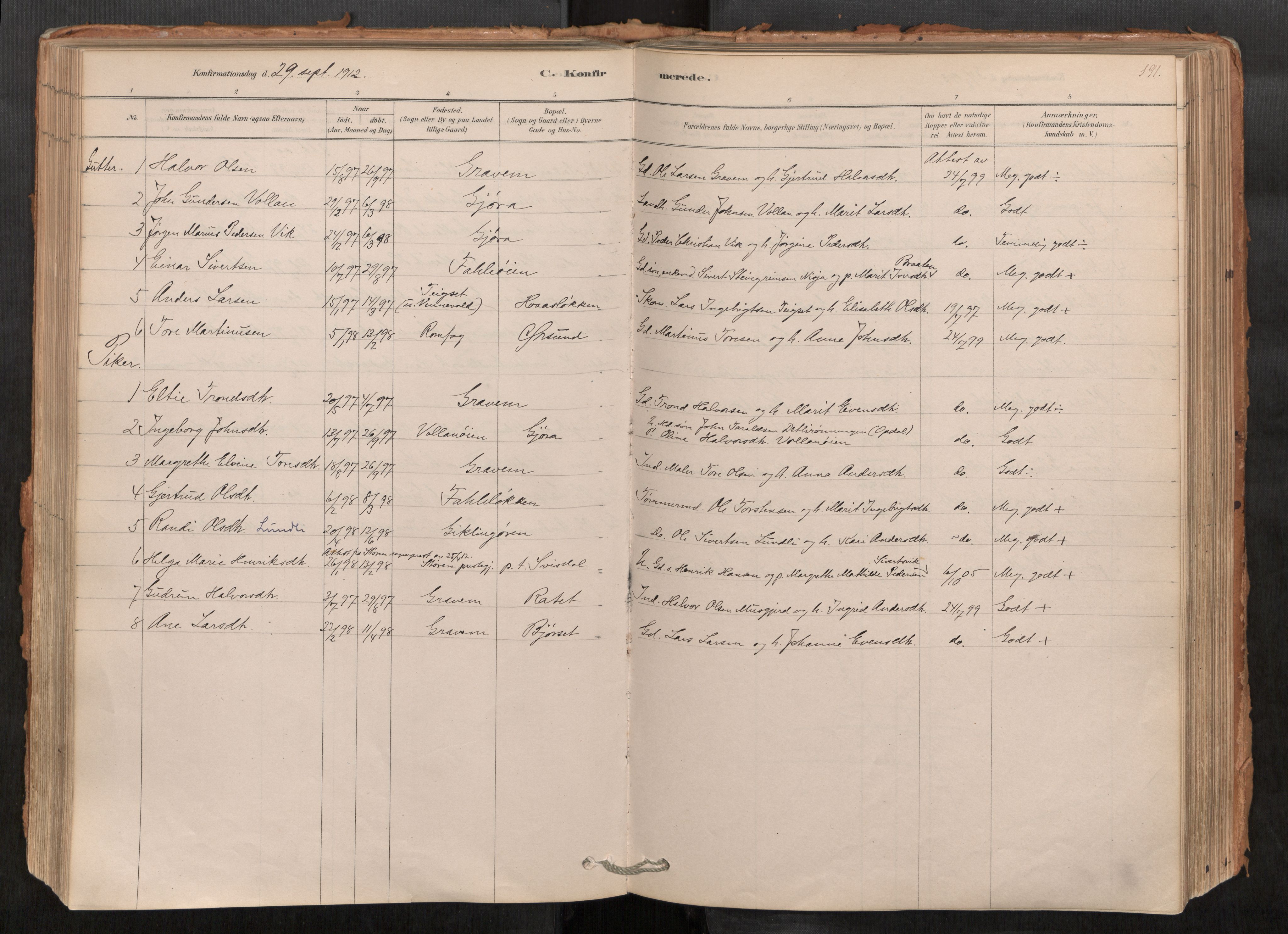 Sunndal sokneprestkontor, AV/SAT-A-1085/1/I/I1/I1a/L0001: Ministerialbok nr. 1, 1877-1914, s. 191