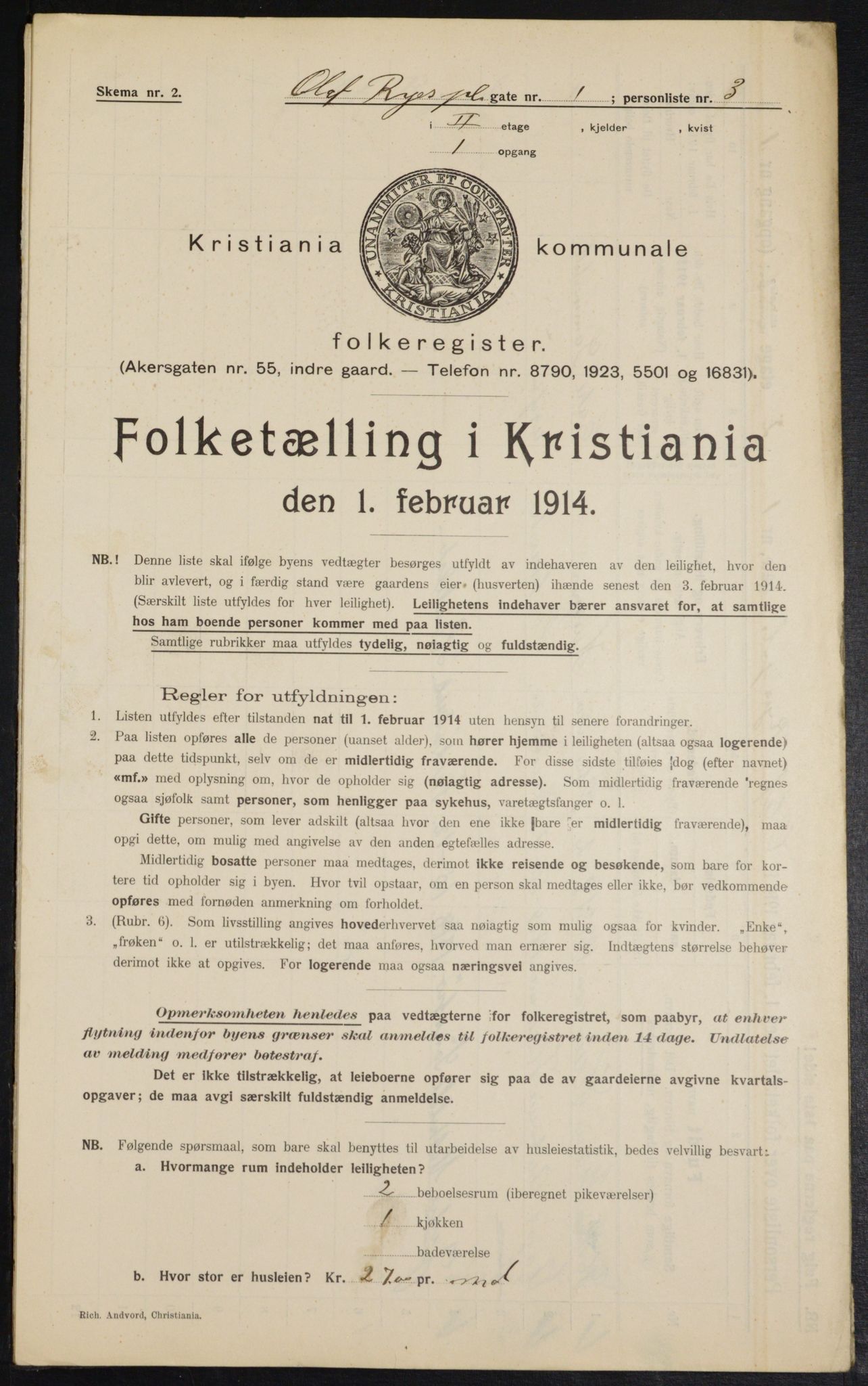 OBA, Kommunal folketelling 1.2.1914 for Kristiania, 1914, s. 75093