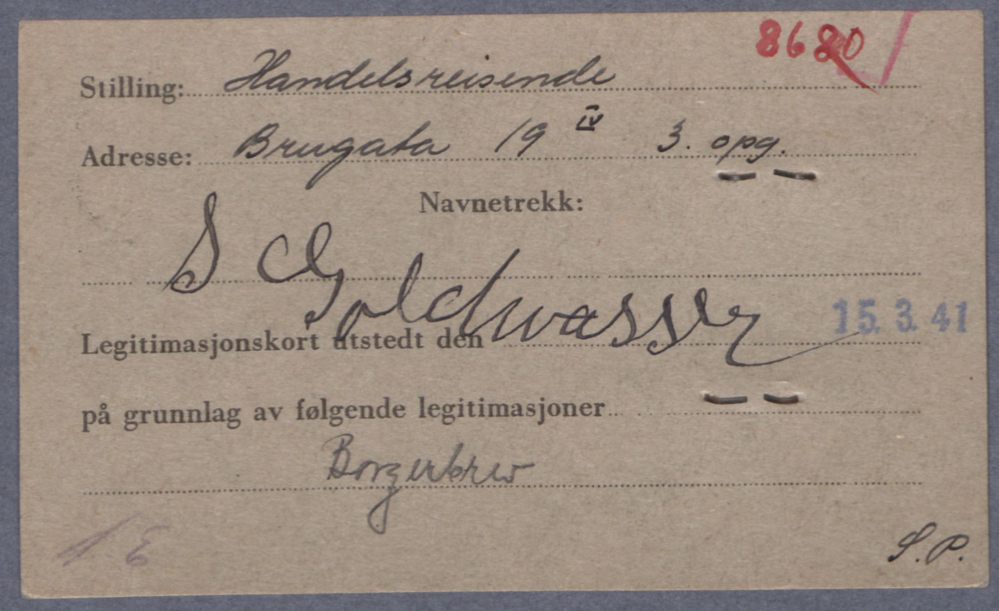 Sosialdepartementet, Våre Falne, RA/S-1708/E/Ee/L0021A: Fotografier av jøder på legitimasjonskort (1941-42), 1941-1942, s. 154