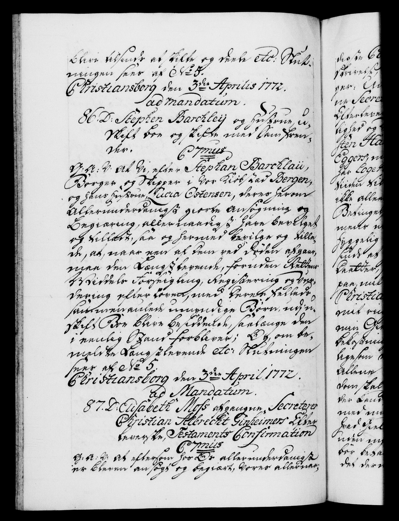 Danske Kanselli 1572-1799, AV/RA-EA-3023/F/Fc/Fca/Fcaa/L0045: Norske registre "Norske eller 3. dept.s åpne brev, 1771-1773, s. 256b