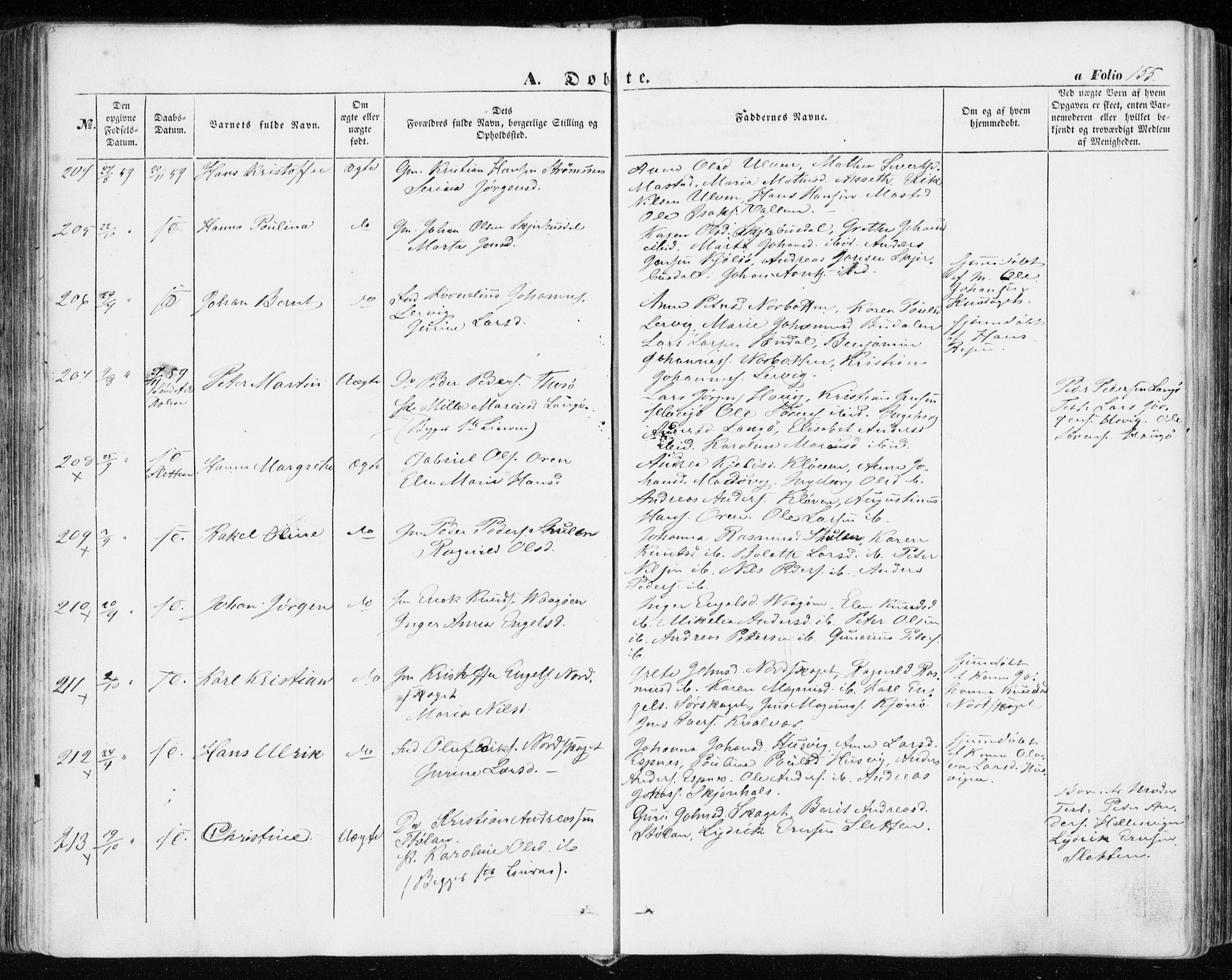 Ministerialprotokoller, klokkerbøker og fødselsregistre - Sør-Trøndelag, SAT/A-1456/634/L0530: Ministerialbok nr. 634A06, 1852-1860, s. 155