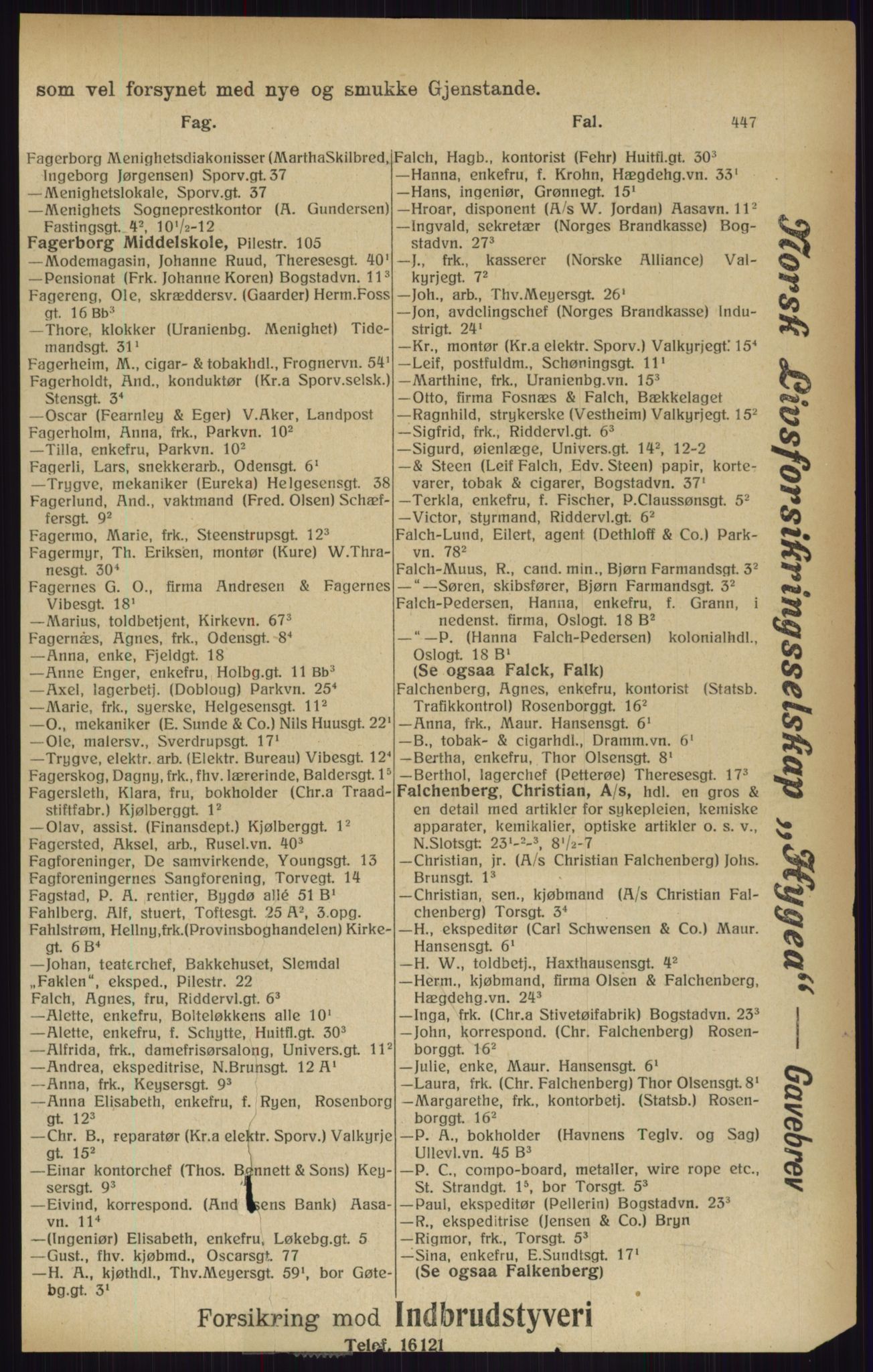 Kristiania/Oslo adressebok, PUBL/-, 1916, s. 447