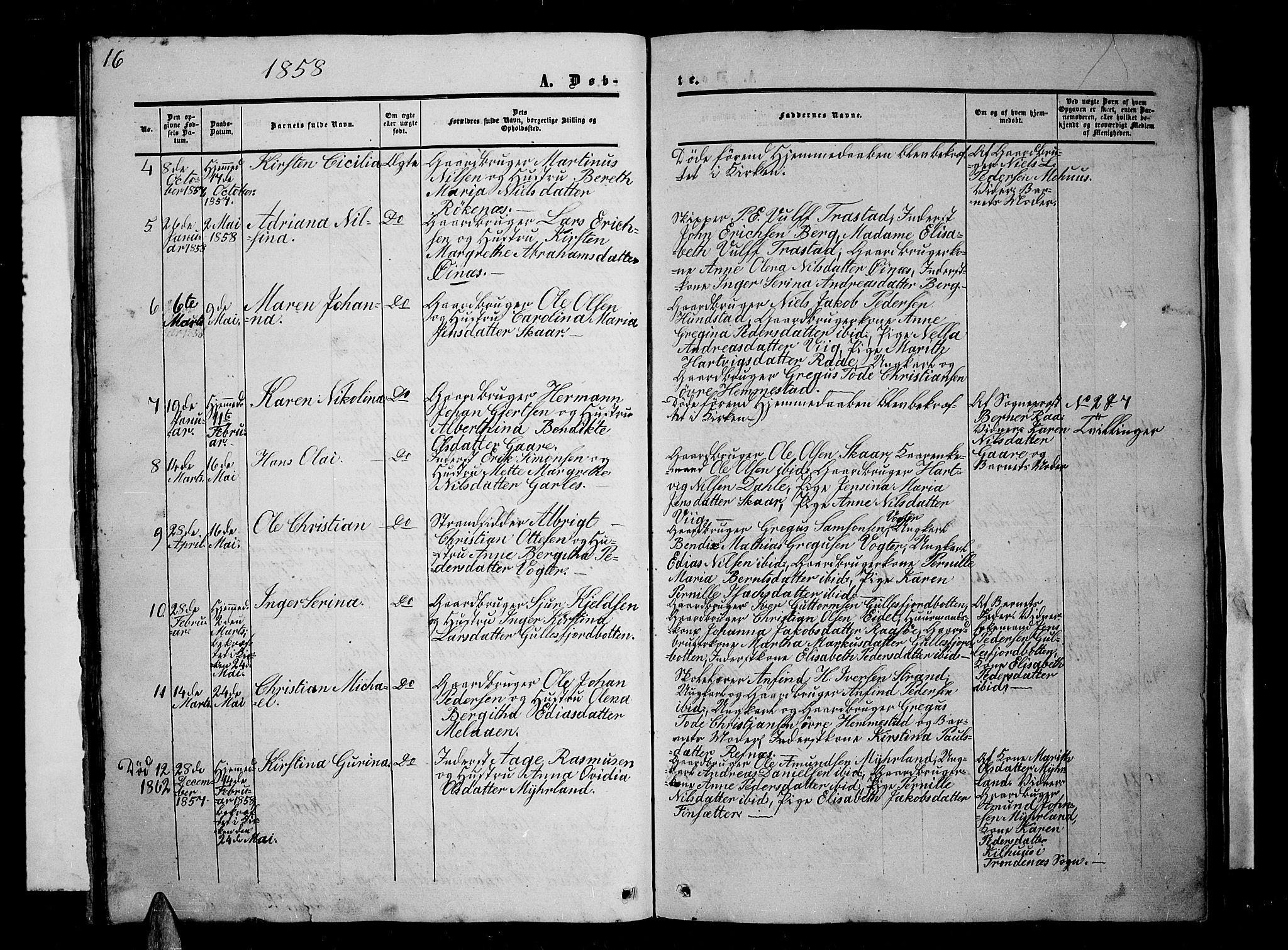 Kvæfjord sokneprestkontor, AV/SATØ-S-1323/G/Ga/Gab/L0003klokker: Klokkerbok nr. 3, 1856-1870, s. 16