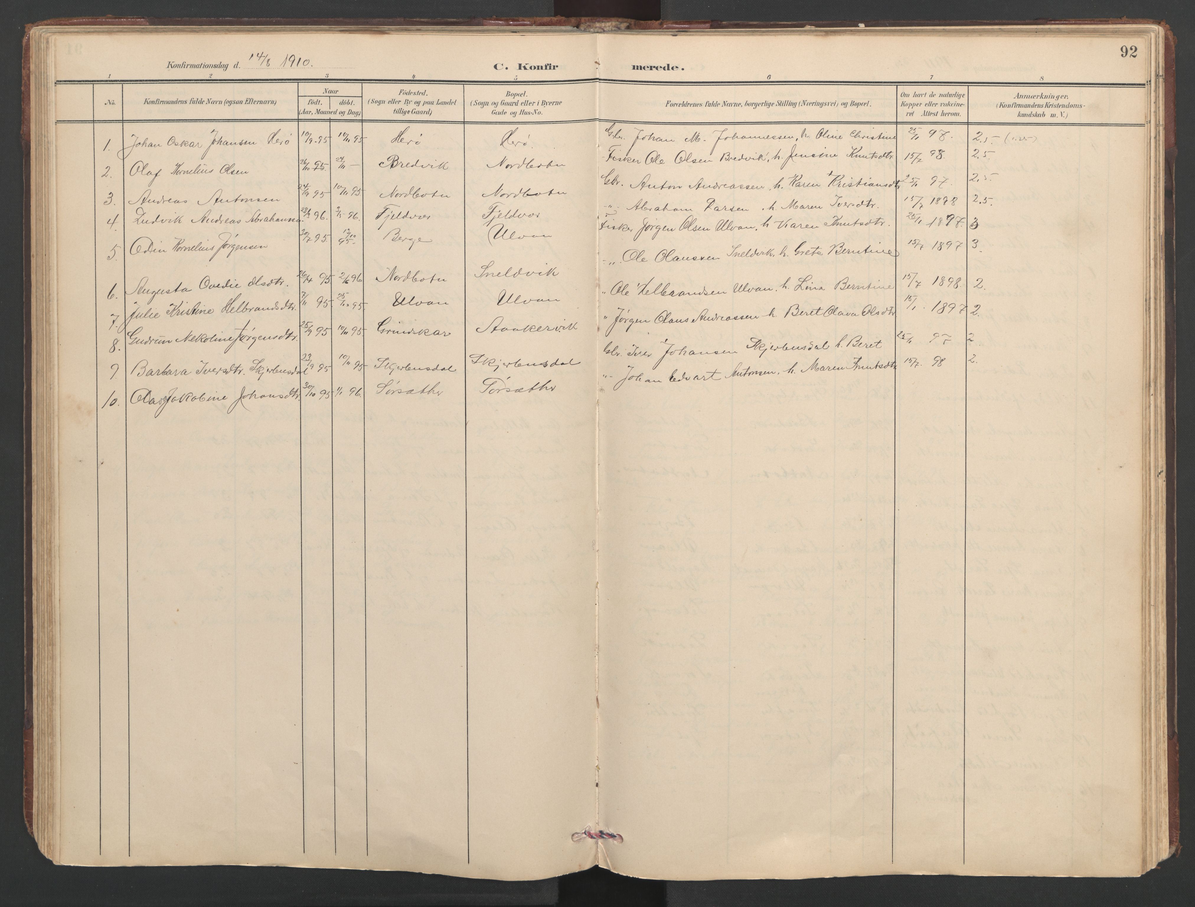 Ministerialprotokoller, klokkerbøker og fødselsregistre - Sør-Trøndelag, AV/SAT-A-1456/638/L0571: Klokkerbok nr. 638C03, 1901-1930, s. 92