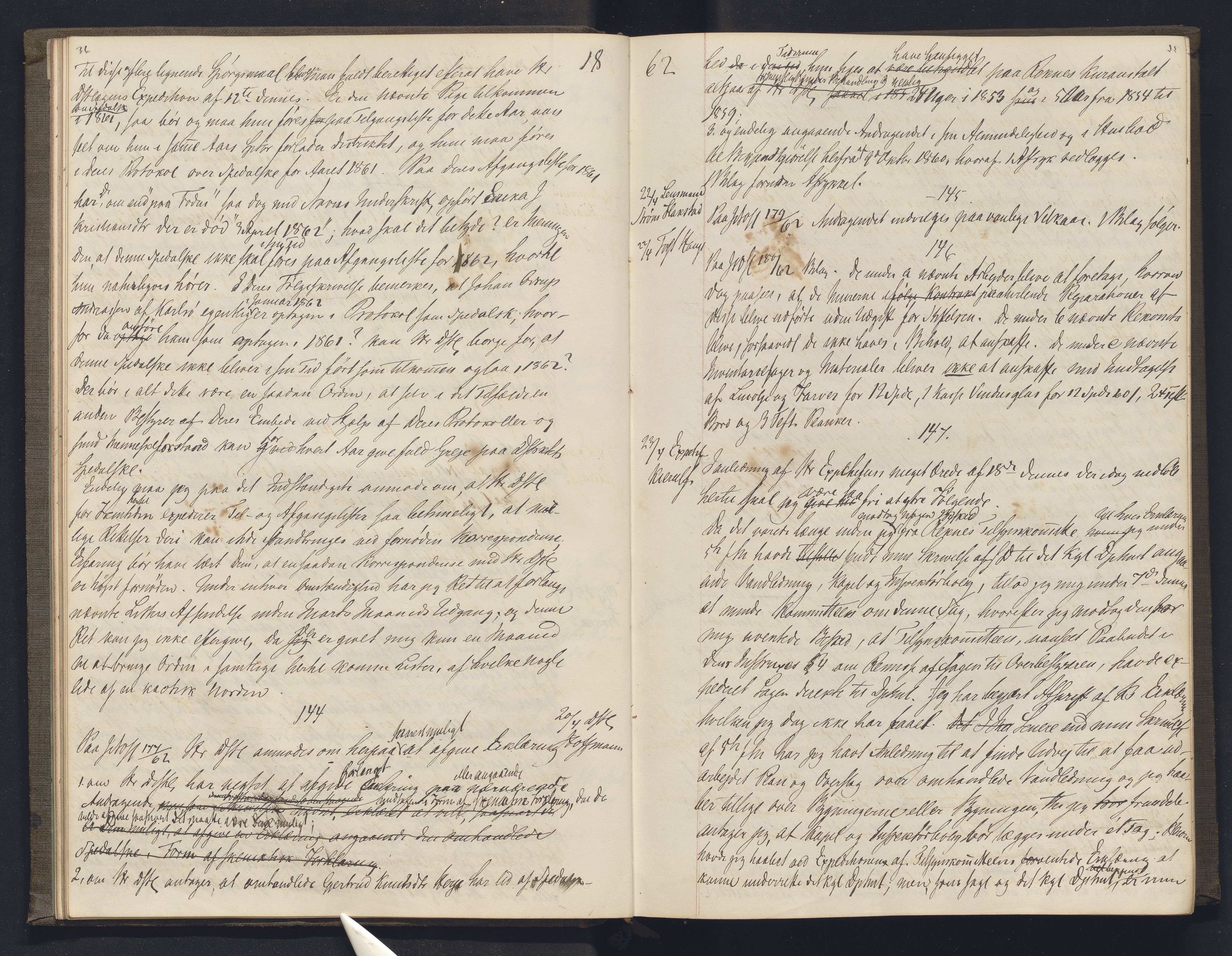 Lepraarkiver - Overlegen for den spedalske sykdom, AV/SAB-A-61001/B.b/L0003: Kopibok, 1862-1865, s. 36-37