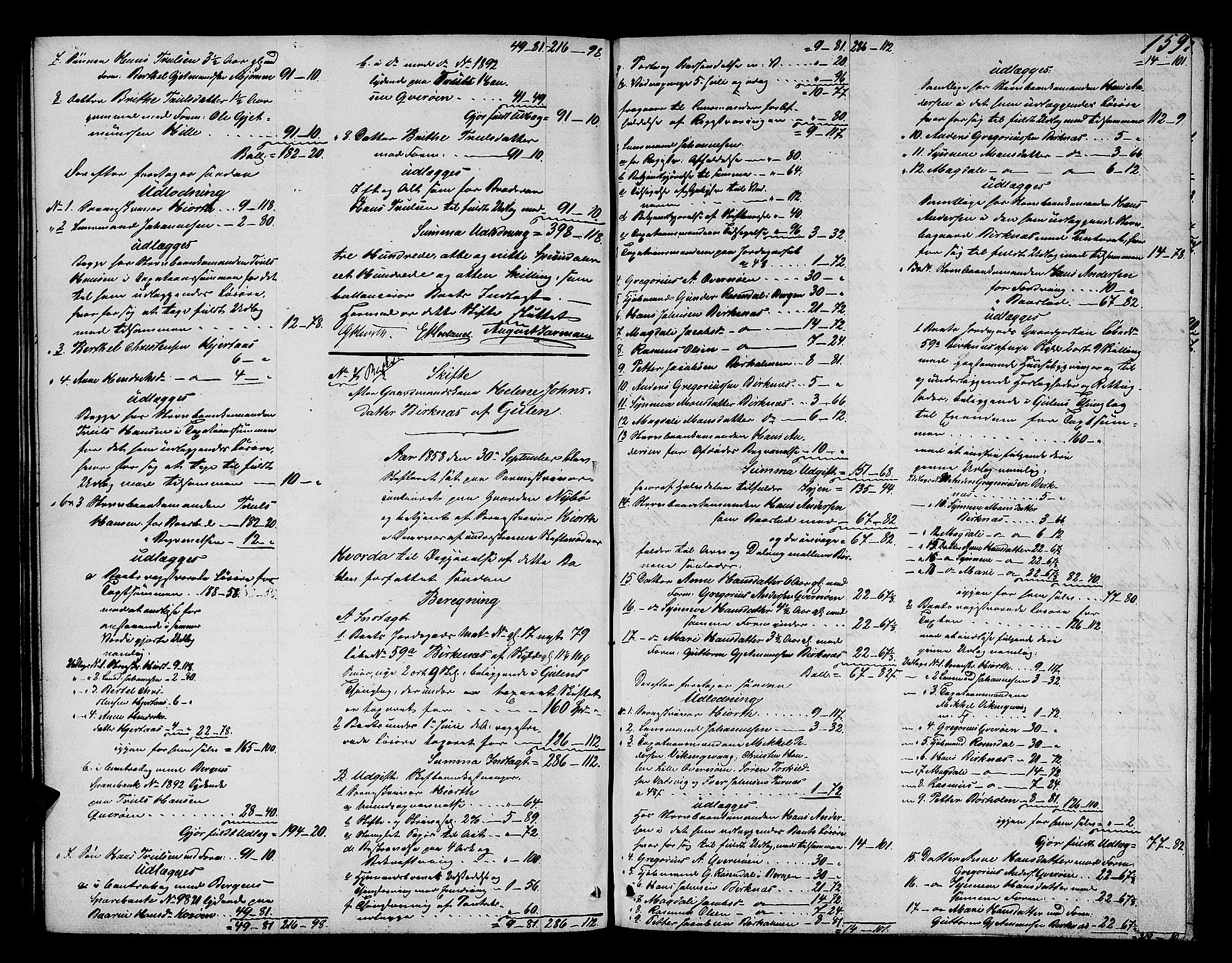Ytre Sogn tingrett, AV/SAB-A-2601/1/H/Hc/L0001a: Skifteutlodningsprotokoll, 1853-1868, s. 158b-159a