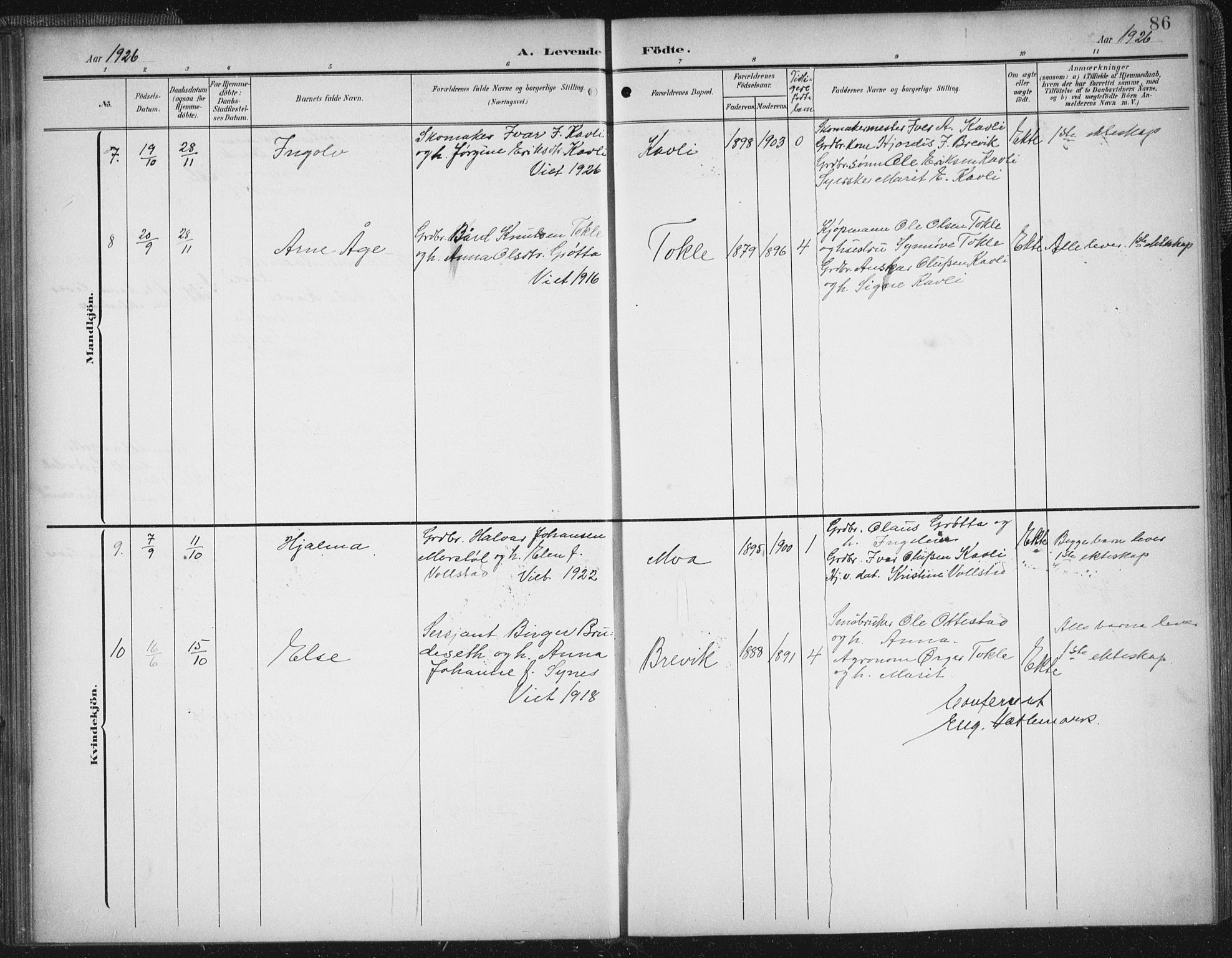 Ministerialprotokoller, klokkerbøker og fødselsregistre - Møre og Romsdal, SAT/A-1454/545/L0589: Klokkerbok nr. 545C03, 1902-1937, s. 86