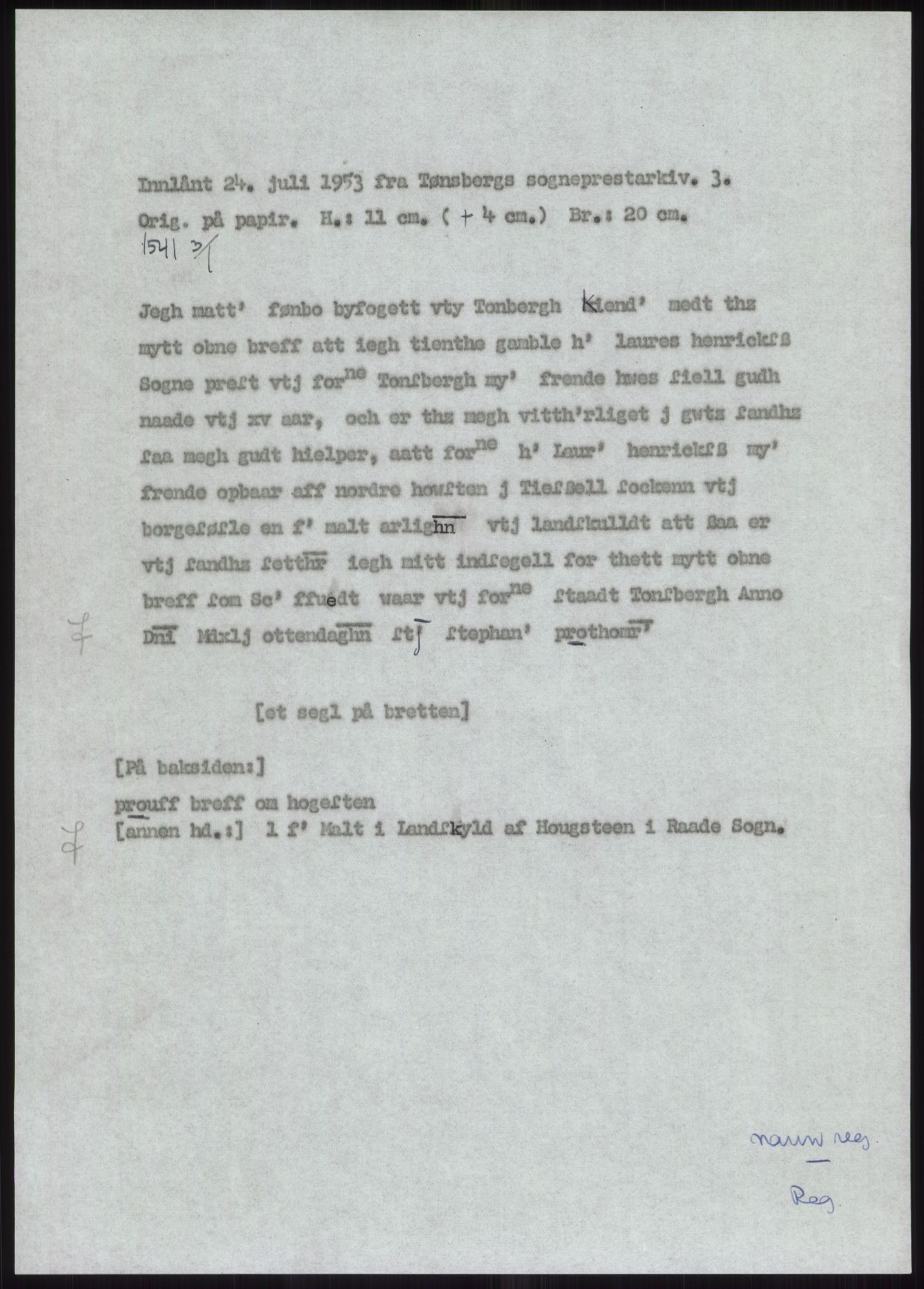 Samlinger til kildeutgivelse, Diplomavskriftsamlingen, RA/EA-4053/H/Ha, s. 1005