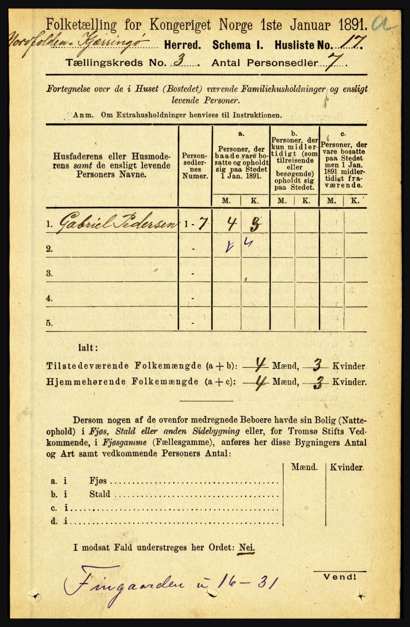 RA, Folketelling 1891 for 1846 Nordfold-Kjerringøy herred, 1891, s. 704