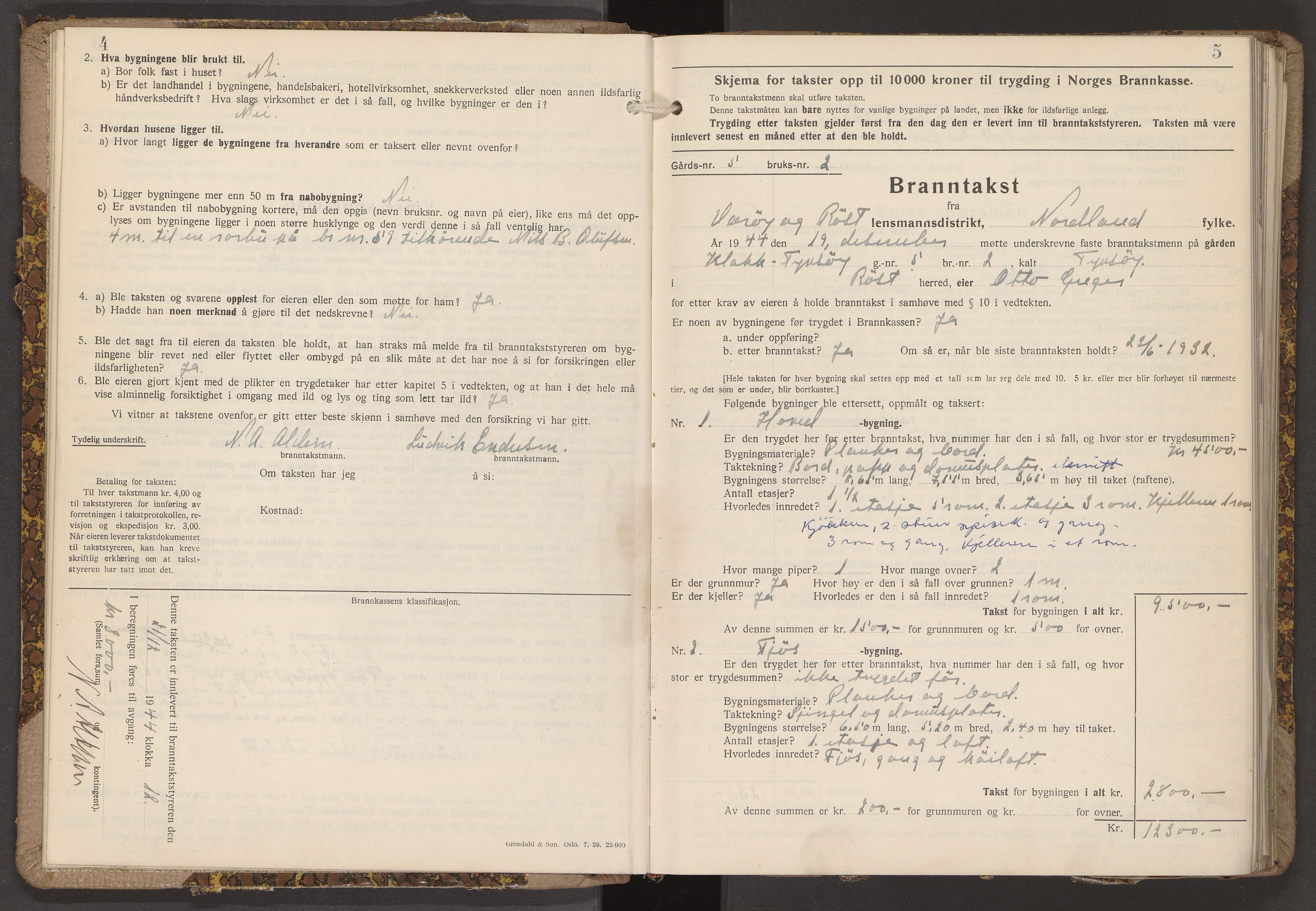 Norges Brannkasse Værøy og Røst, AV/SAT-A-5586/Fb/L0006: Branntakstprotokoll, 1944-1951