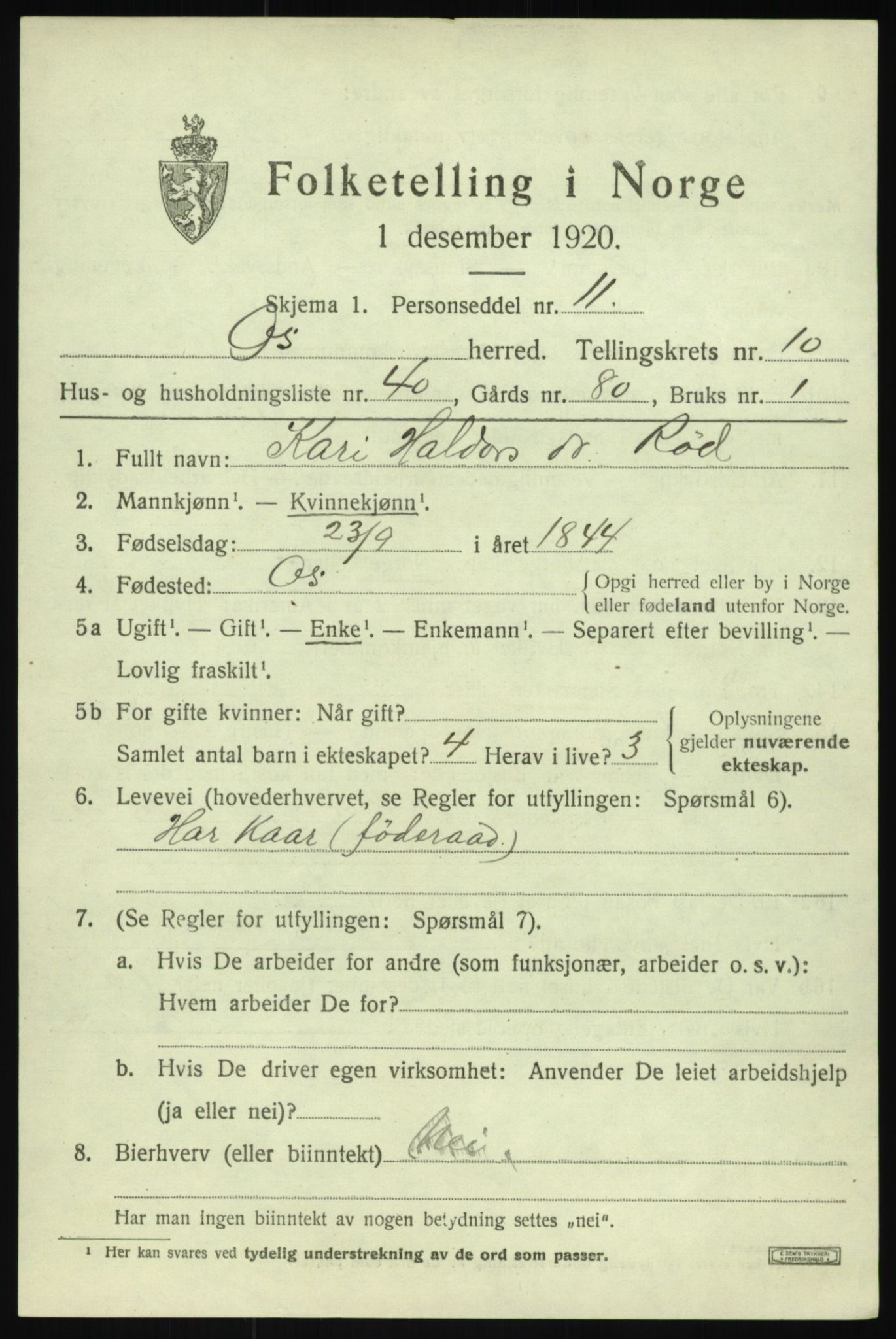 SAB, Folketelling 1920 for 1243 Os herred, 1920, s. 8772