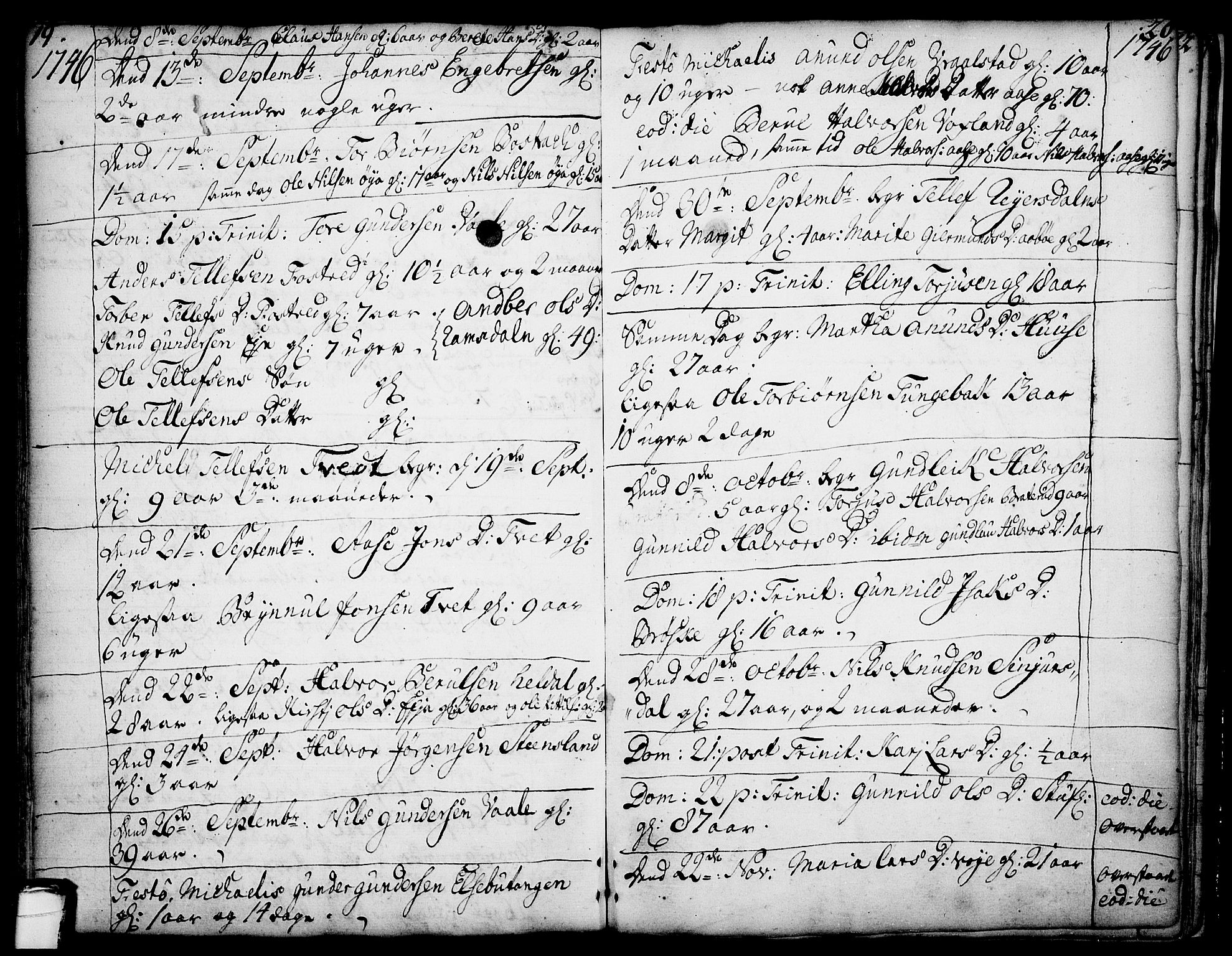 Drangedal kirkebøker, AV/SAKO-A-258/F/Fa/L0002: Ministerialbok nr. 2, 1733-1753, s. 19-20