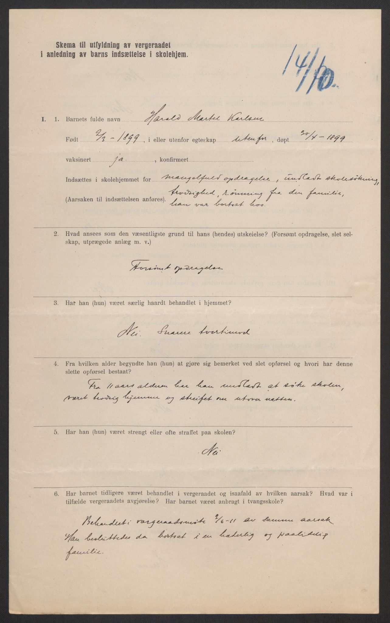 Falstad skolehjem, RA/S-1676/E/Eb/L0011: Elevmapper løpenr.. 240-260, 1911-1918, s. 116