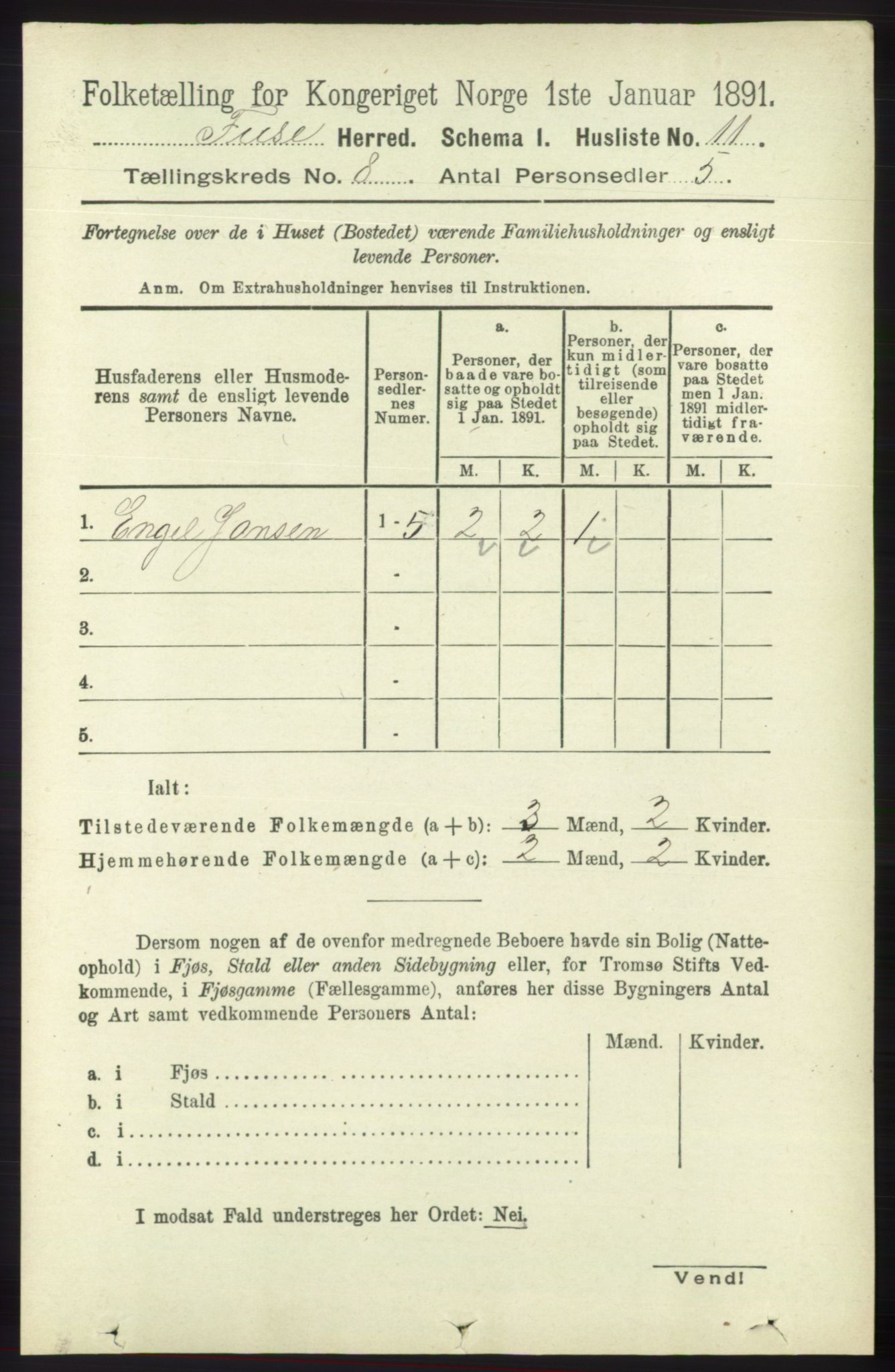 RA, Folketelling 1891 for 1241 Fusa herred, 1891, s. 1554