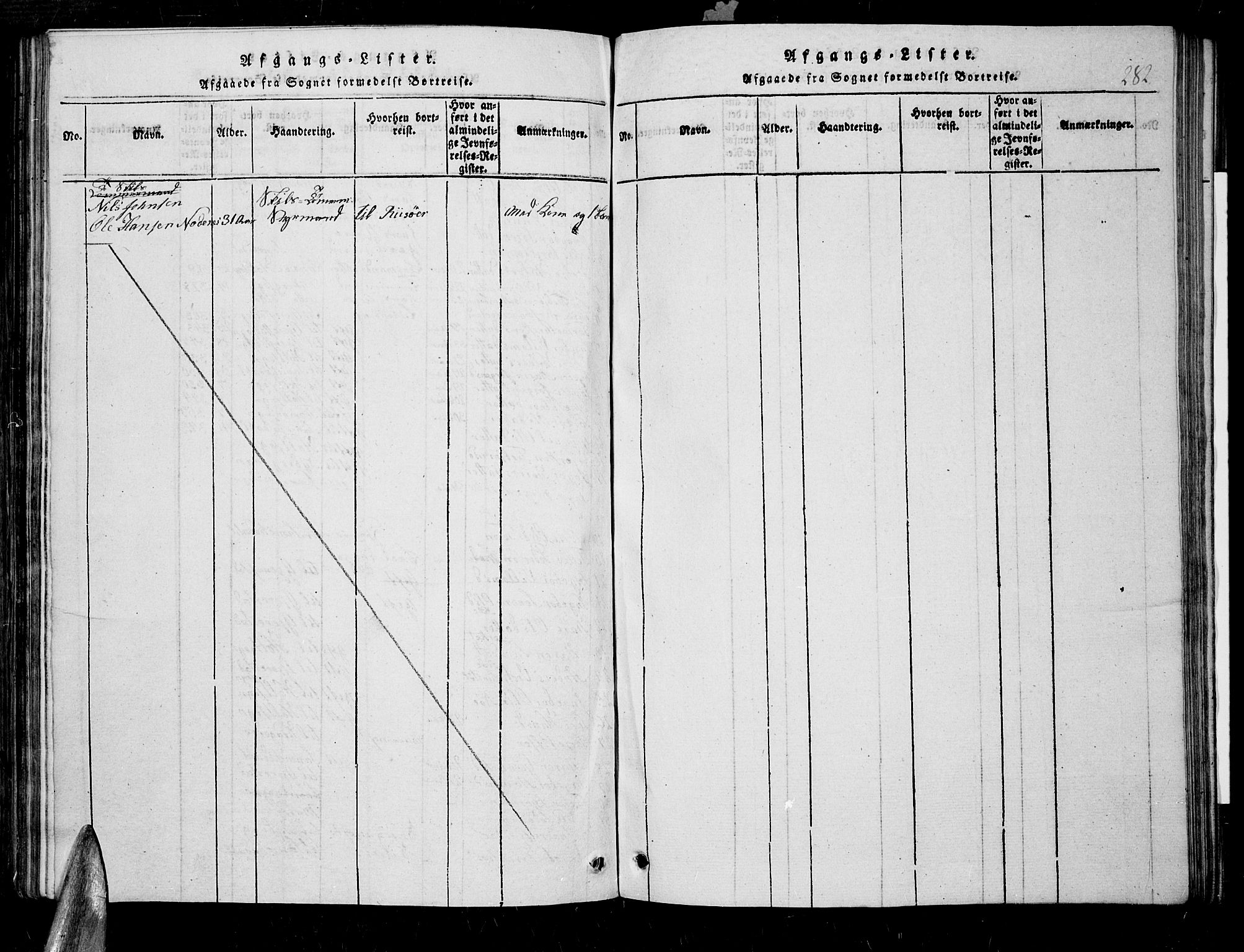 Søndeled sokneprestkontor, SAK/1111-0038/F/Fb/L0002: Klokkerbok nr. B 2, 1816-1839, s. 282