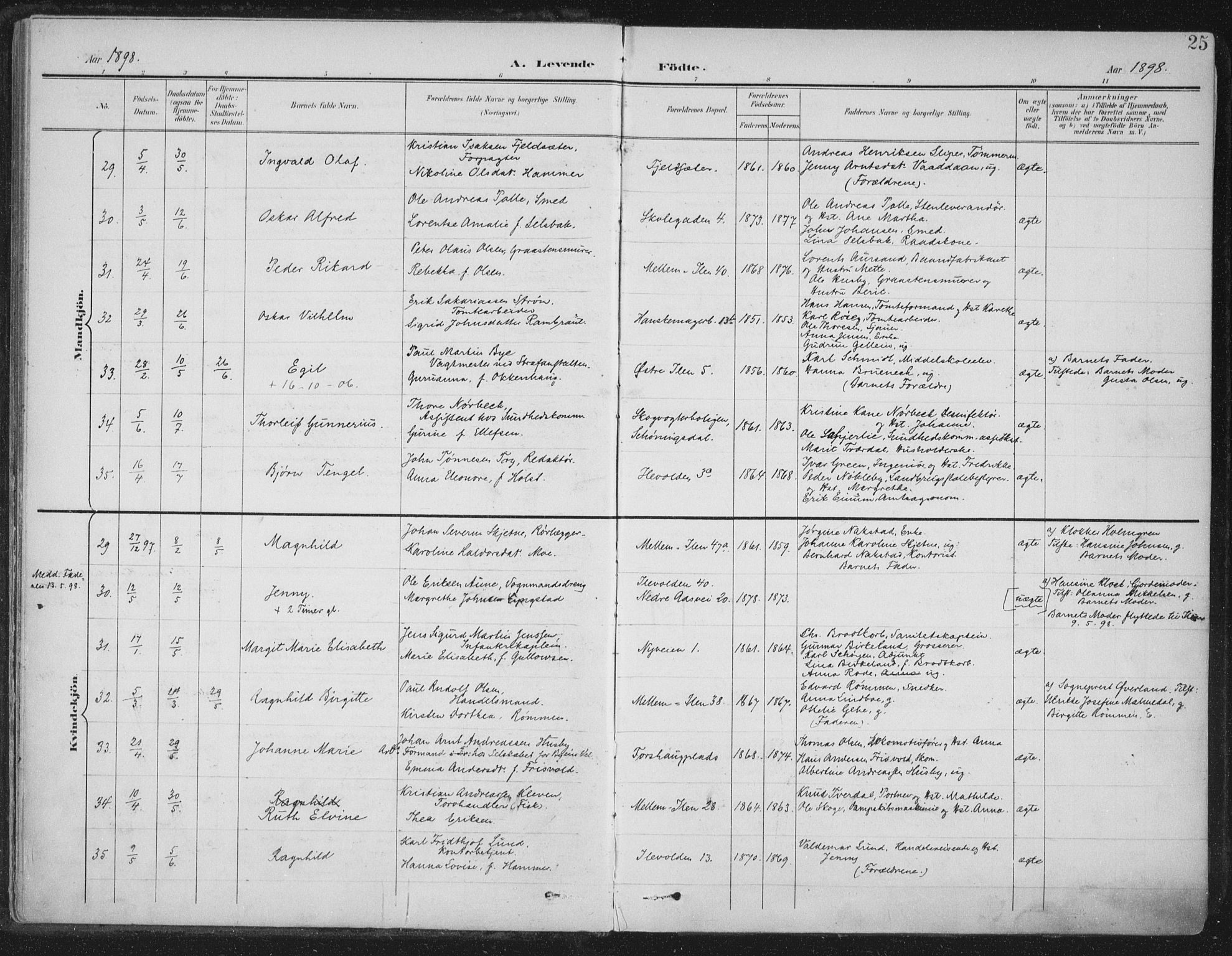 Ministerialprotokoller, klokkerbøker og fødselsregistre - Sør-Trøndelag, AV/SAT-A-1456/603/L0167: Ministerialbok nr. 603A06, 1896-1932, s. 25